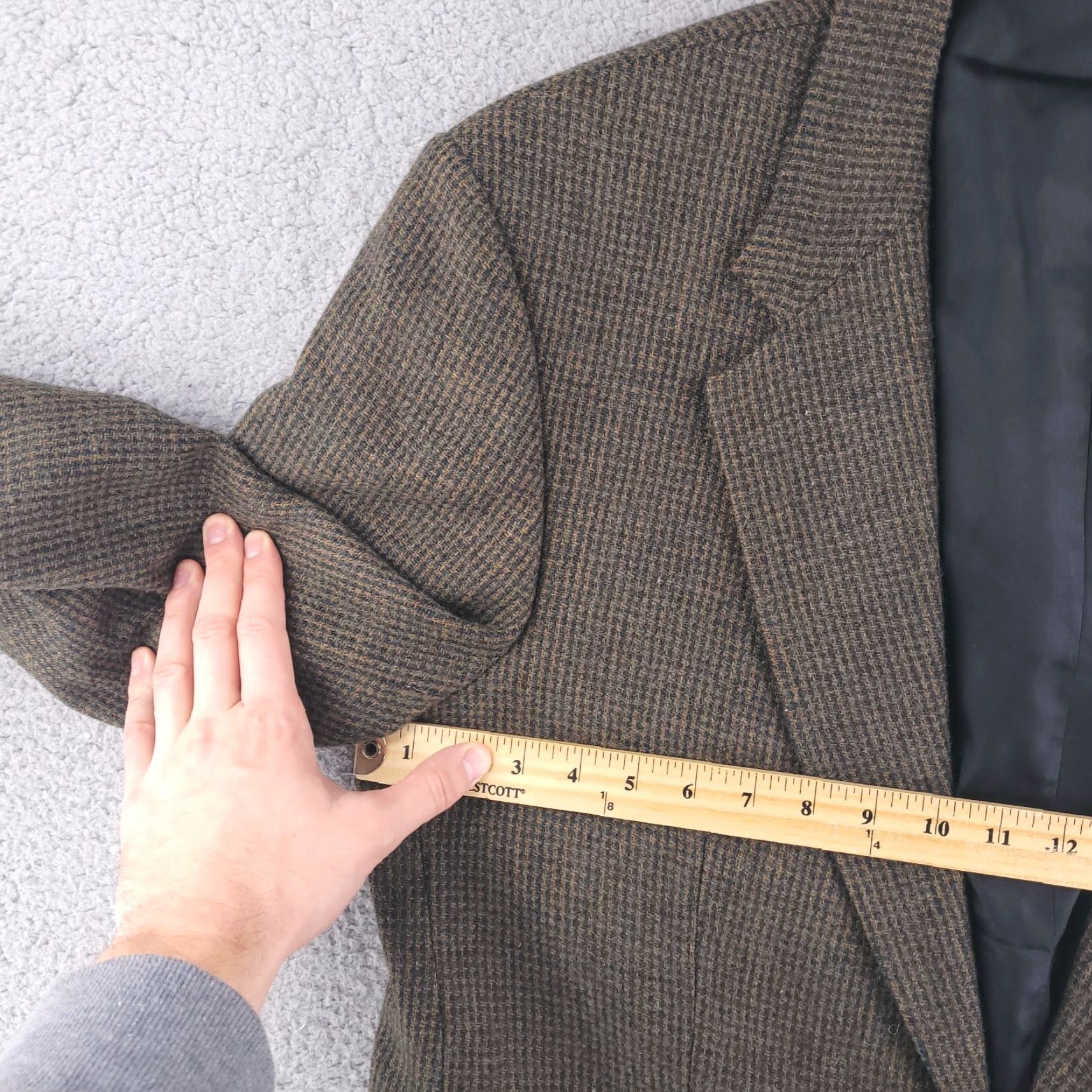 Vintage Robert Stock Blazer Mens Size 42 Brown Wool Tweed Houndstooth 2 Piece Sports Size 42R - 3 Thumbnail