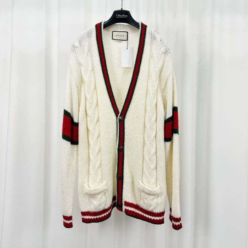 Gucci Gucci Cream Red Green Knit Cardigan-yf Size US XS / EU 42 / 0 - 1 Thumbnail