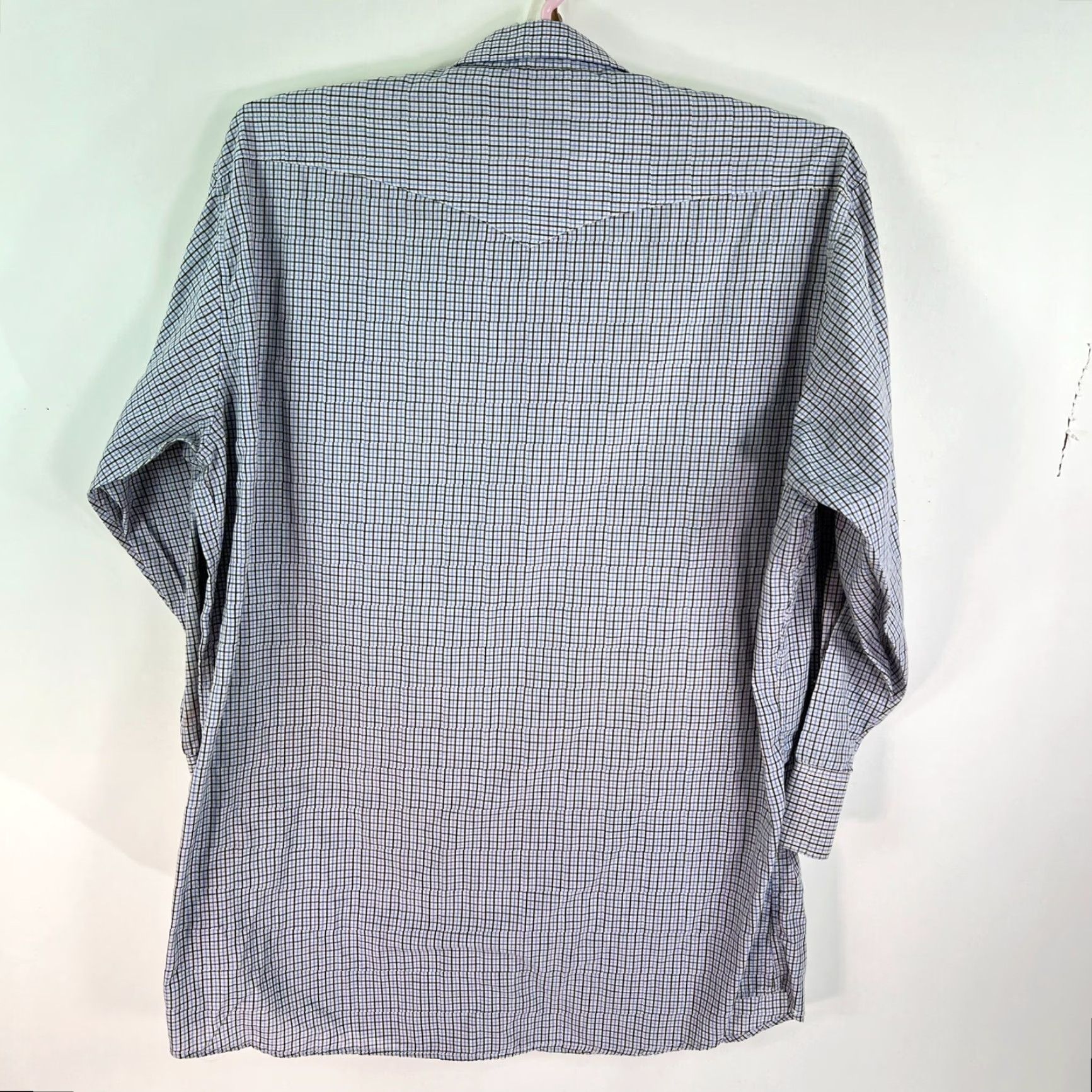 Vintage Panhandle Slim Button-Up Shirt Mens Regular Blue Check Long Sleeve Slimming Casual Western 54 Chest 34 Length 18 35 Dist Size US XXL / EU 58 / 5 - 7 Thumbnail