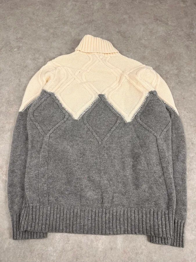 Daniele Alessandrini 2000s Daniele Alessandrini Beige & Grey Structure Turtleneck Sweater Size US S / EU 44-46 / 1 - 7 Thumbnail