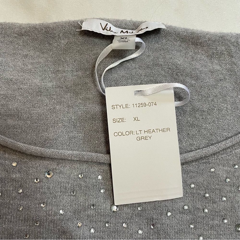 Other NWT New Villa Milano Grey Rhinestone Bell Sleeve Sweater Si Size XL / US 12-14 / IT 48-50 - 7 Thumbnail