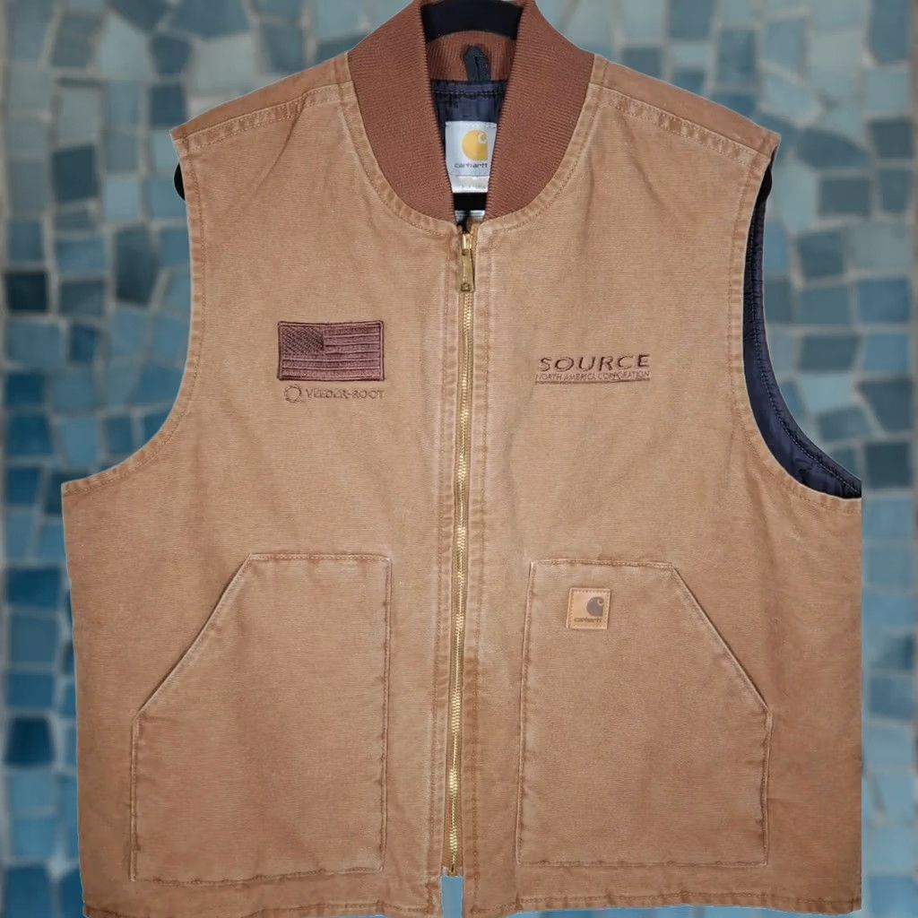 Carhartt Carhartt V02 BRN Sandstone Duck Vest Arctic Quilt Lined Brown Canvas Quilted Embroidered Logo Mens XL Brown Flag Size US XL / EU 56 / 4 - 1 Thumbnail
