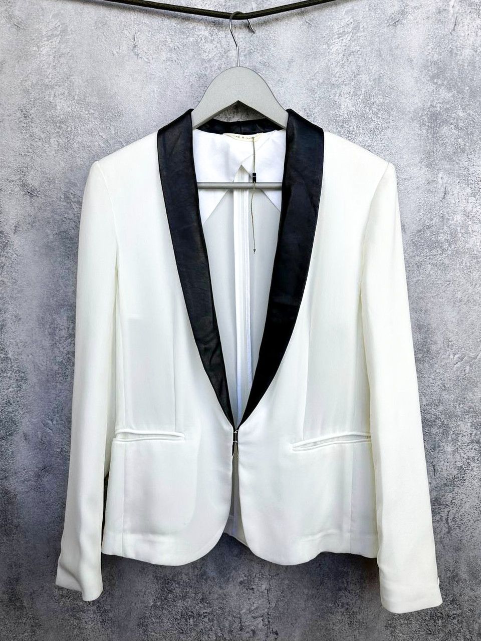 Rag & Bone Rag & Bone White Tuxedo Blazer Jacket Leather Shawl Collar Size S / US 4 / IT 40 - 1 Thumbnail