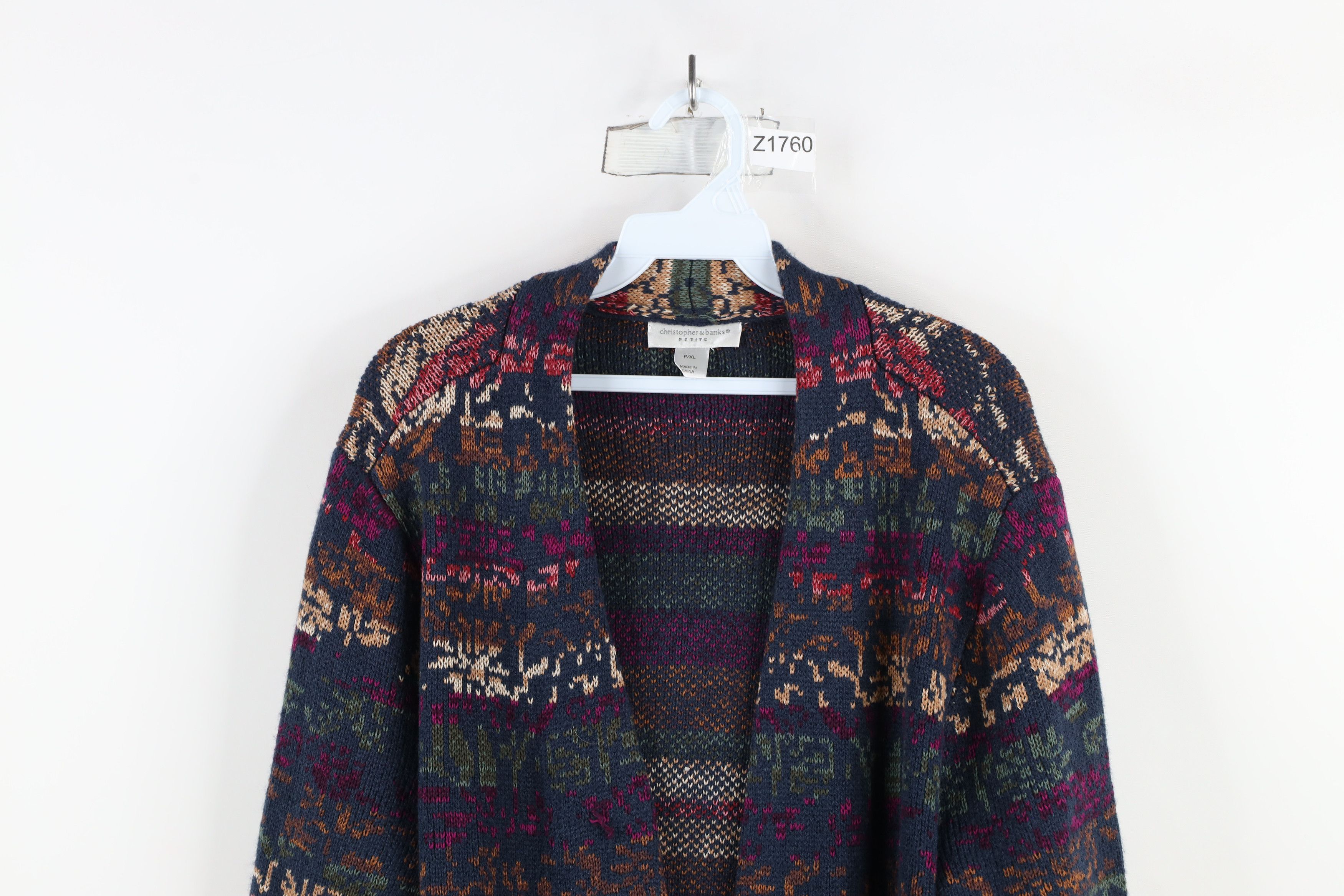 Vintage Vintage 90s Streetwear Flower Knit Open Cardigan Sweater Size XL / US 12-14 / IT 48-50 - 2 Thumbnail