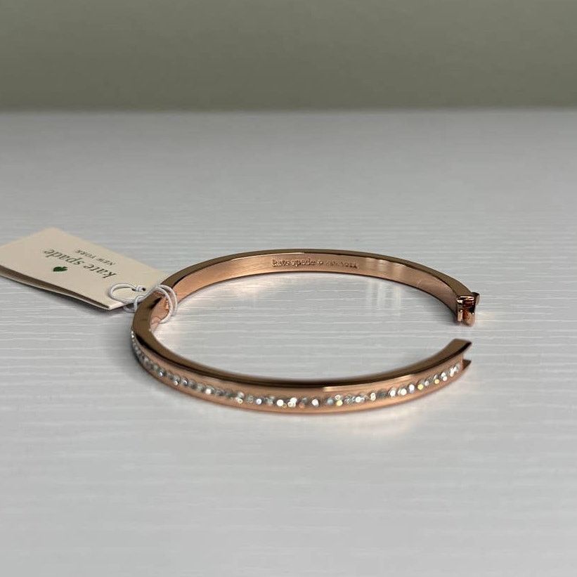 Kate Spade Kate Spade Rose Gold Tone Clear Pave Hinged Bangle Bracelet Size ONE SIZE - 5 Thumbnail