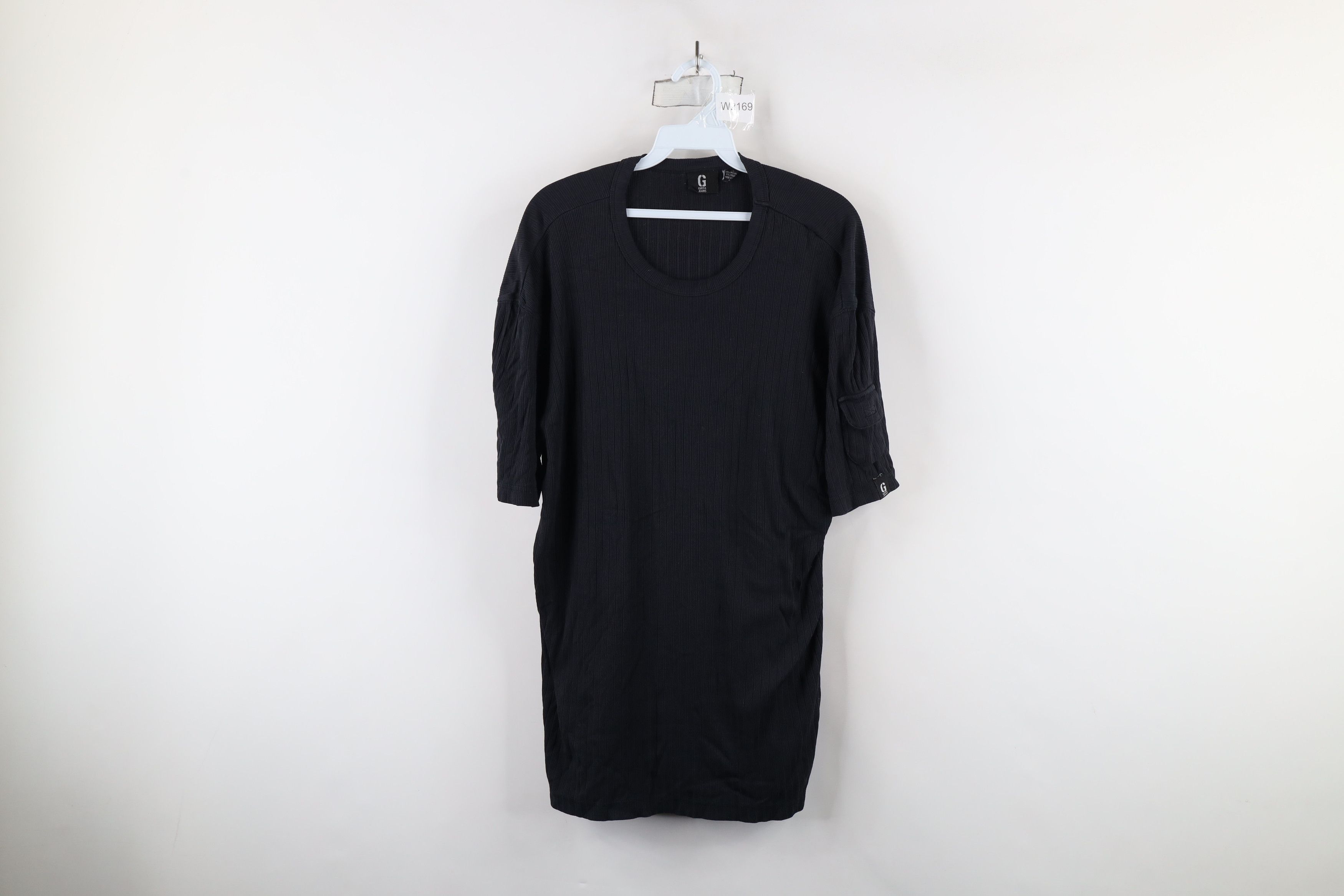 Guess × Vintage Vintage 90s Guess Spell Out Ribbed Knit Pocket T-Shirt Black Size US XL / EU 56 / 4 - 1 Thumbnail