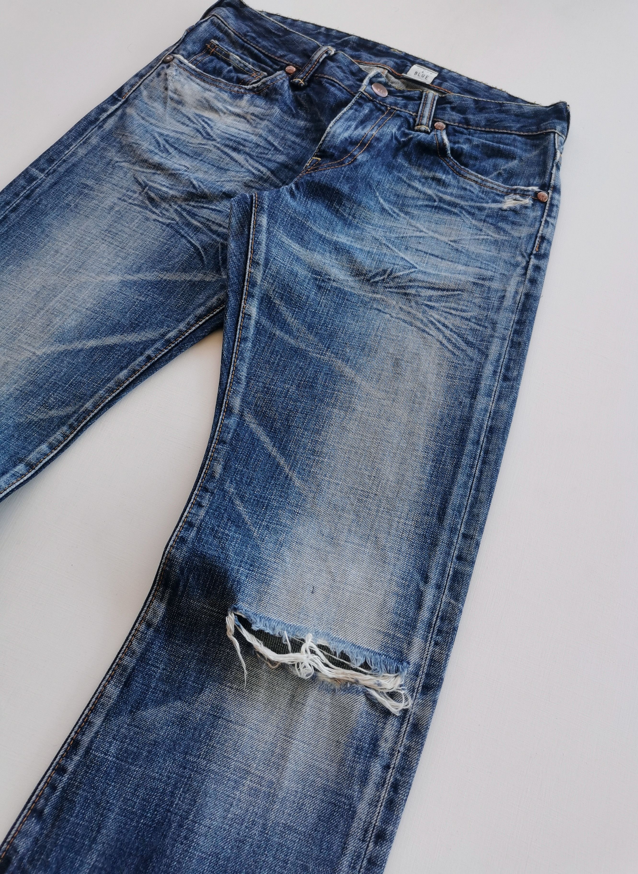Japanese Brand Japanese Brand Rivet Blue Flare Whiskering Distressed Jeans Size US 28 / EU 44 - 6 Thumbnail