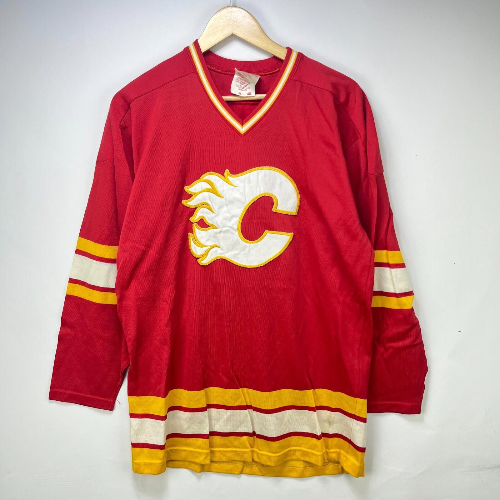 Ccm Vintage 80s Calgary Flames Hockey Jersey Medium Carey Wilson Size ONE SIZE - 1 Thumbnail