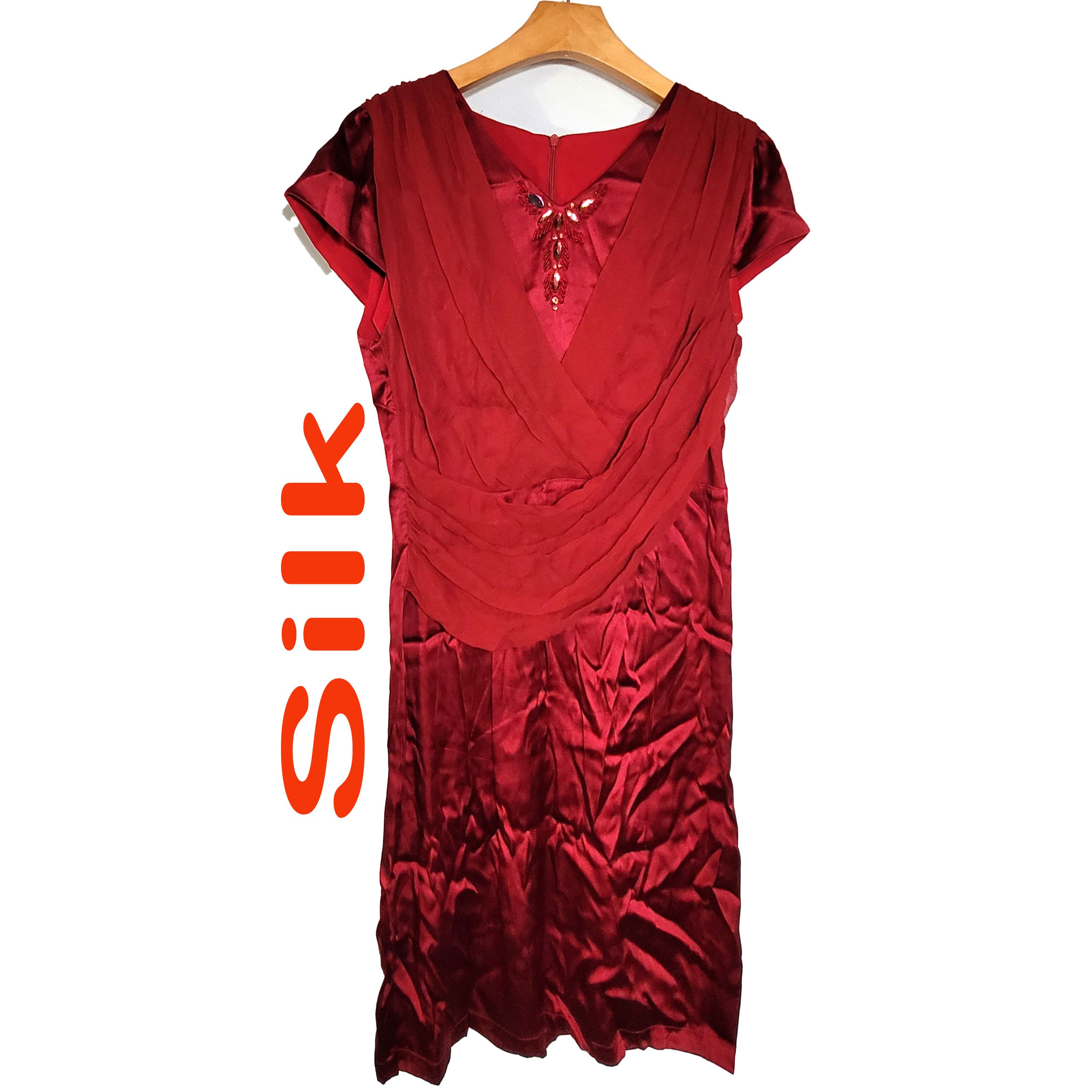 Other Women's Silk Size XS Short Sleeve Satin Dress SDK380 Size XS / US 0-2 / IT 36-38 - 1 Thumbnail