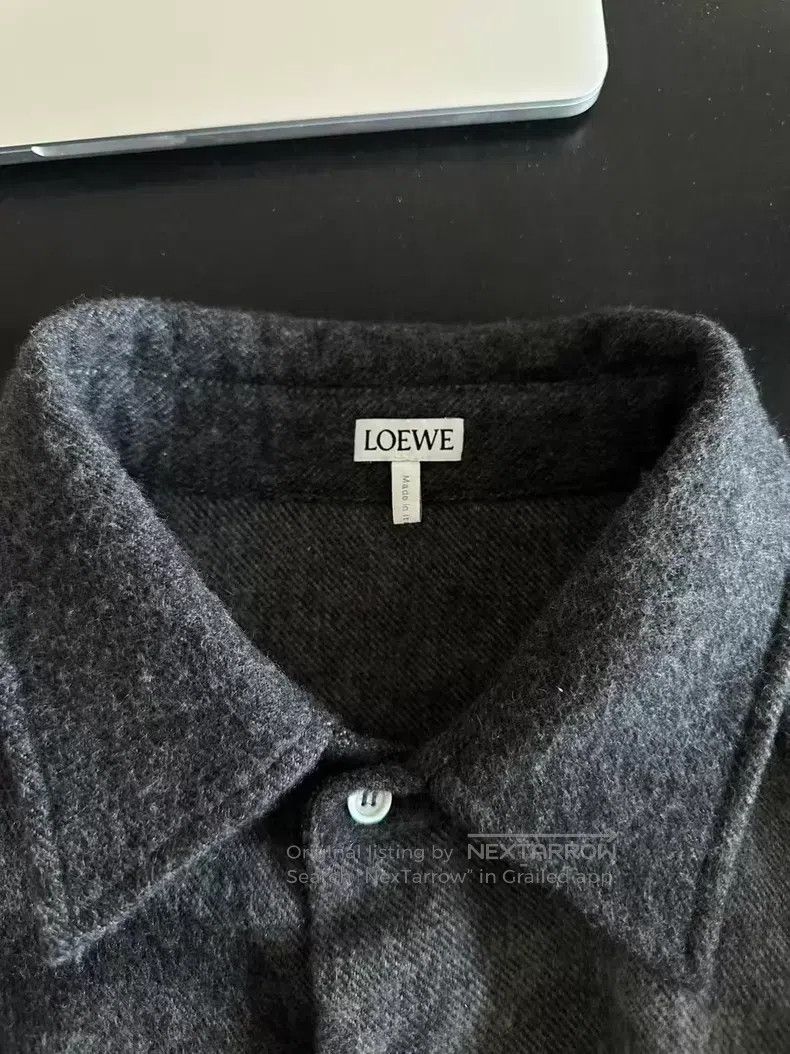 Loewe Loewe size 41 Black Gray Large Logo Leather Patch Shirt Jac Size S / US 4 / IT 40 - 3 Thumbnail