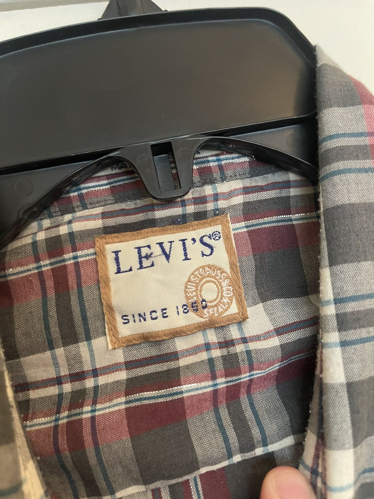 Levi's × Levi's Vintage Clothing × Vintage Rare VTG LEVI’S White Tab Plaid Pearl Snap Button Size US XL / EU 56 / 4 - 2 Thumbnail