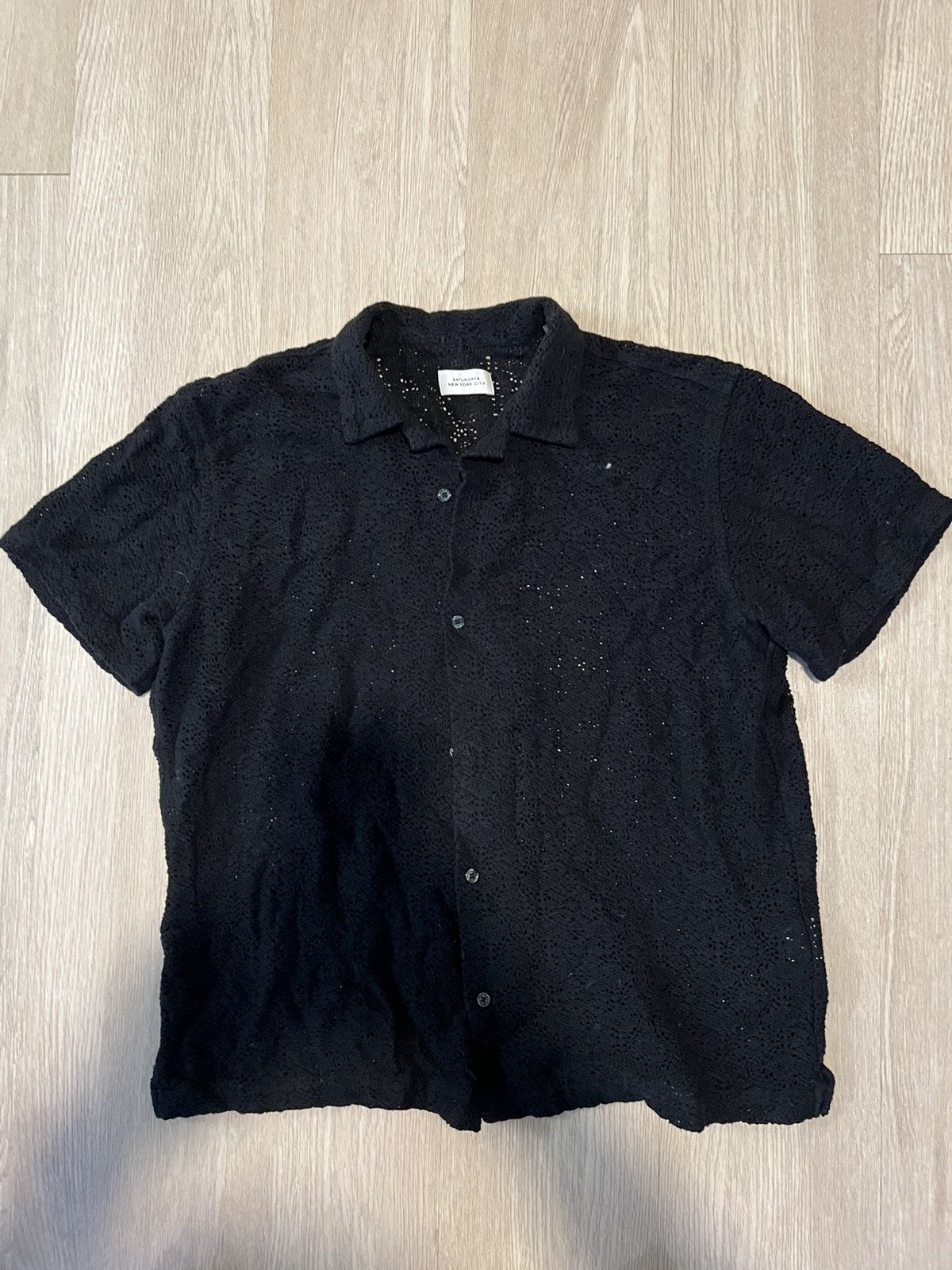 Saturdays NYC Saturdays NYC - Canty Black Mesh Button Up Size US XL / EU 56 / 4 - 2 Thumbnail