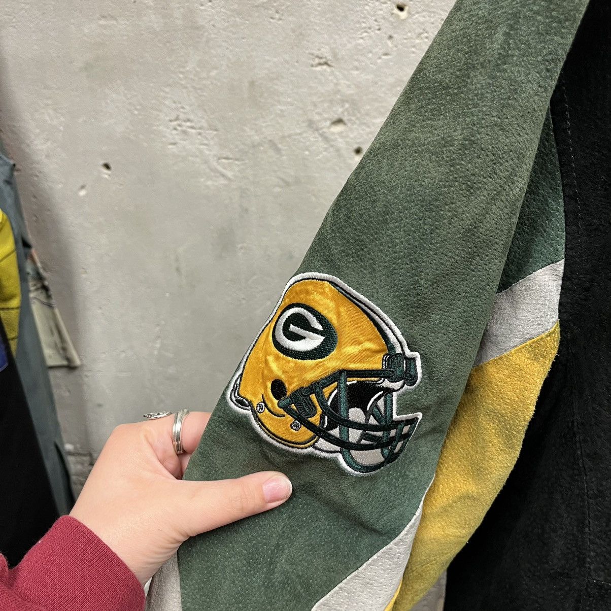 Starter Vintage 90s NFL Green Bay Packers Suede Leather Jacket Coat Size US XL / EU 56 / 4 - 2 Thumbnail