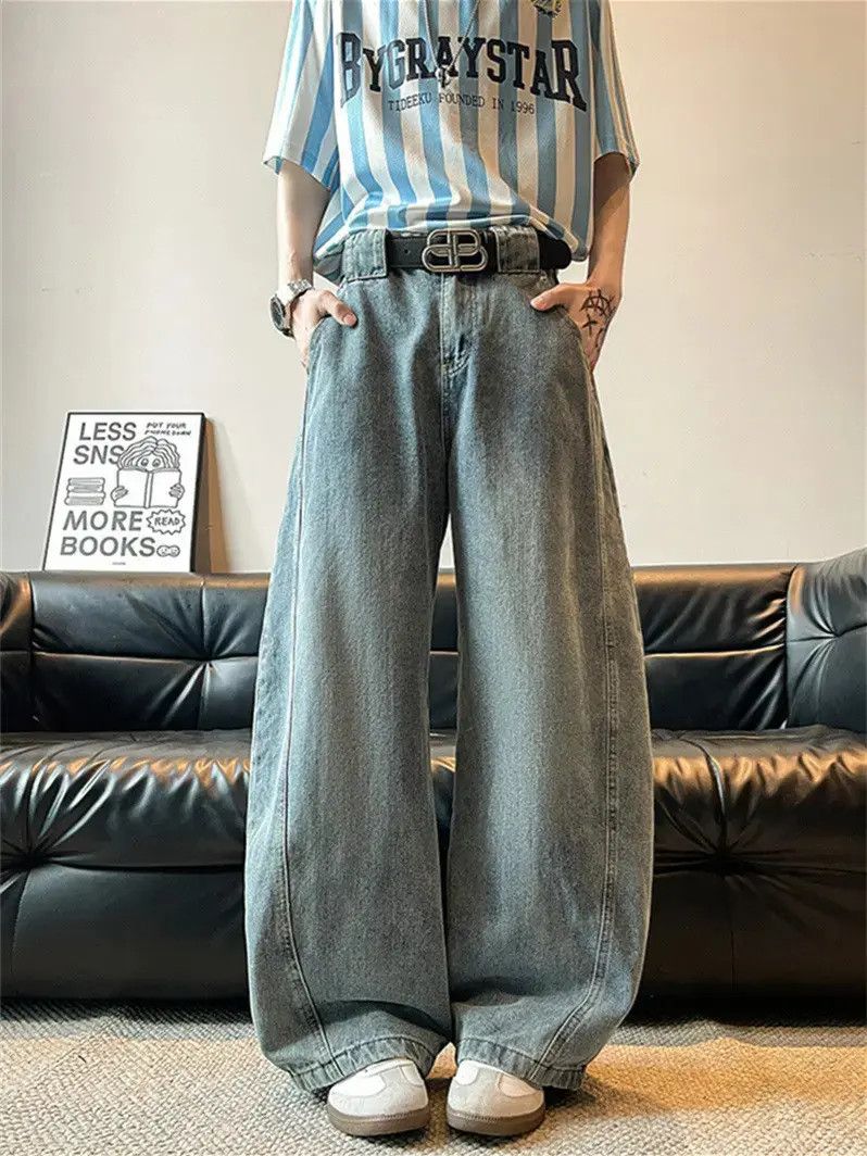 Japanese Brand Retro loose casual straight leg wide leg jeans Size US 32 / EU 48 - 1 Thumbnail
