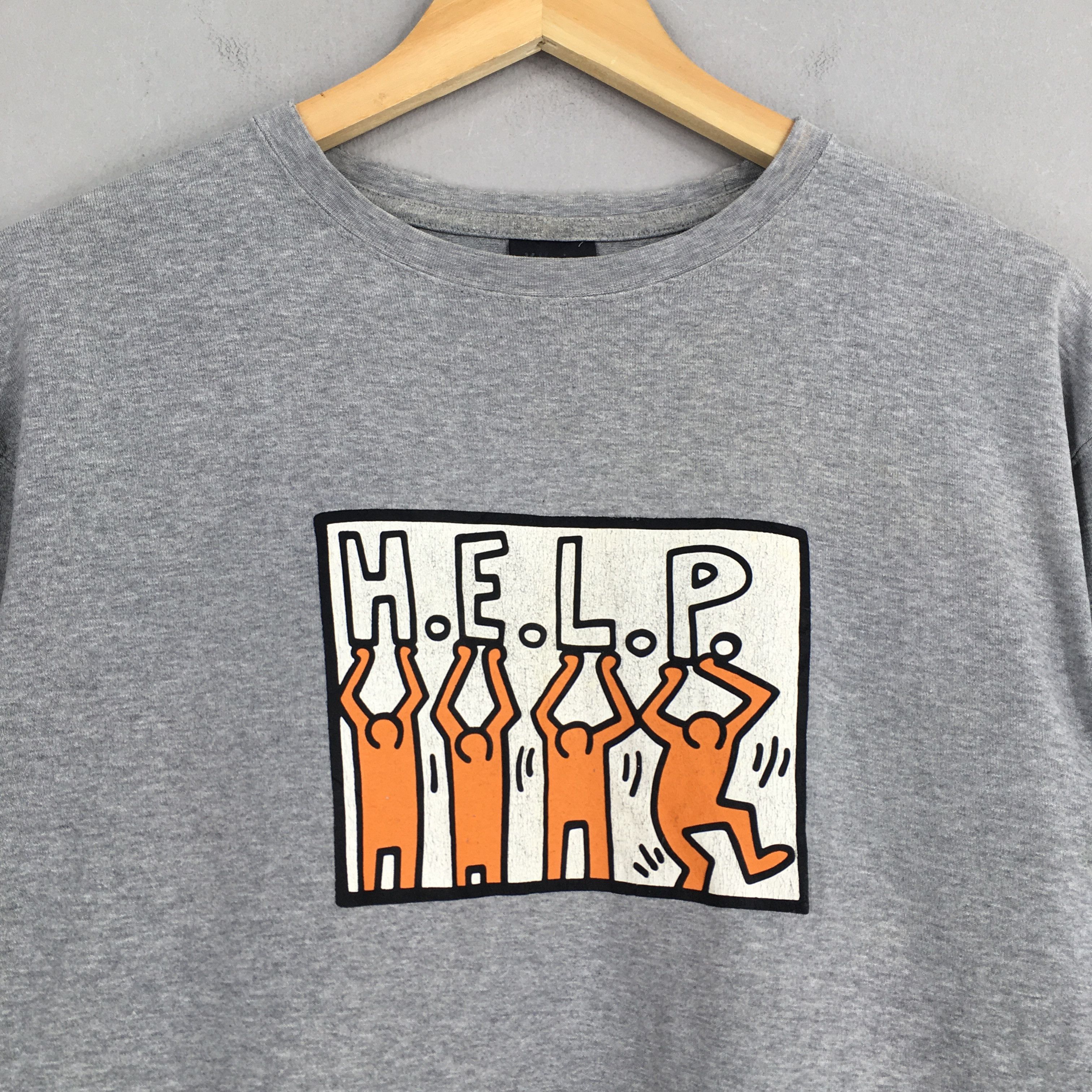 Keith Haring × Vintage Vintage Keith Haring Help Pop Art Gray T shirt M Size US M / EU 48-50 / 2 - 2 Thumbnail