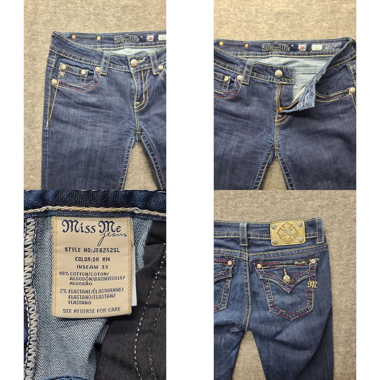Miss Me Miss Me Jeans Womens 28x31 Skinny Low Rise Distressed Blue Denim 5-Pocket Y2K Country Rodeo Size 28" / US 6 / IT 42 - 8 Thumbnail