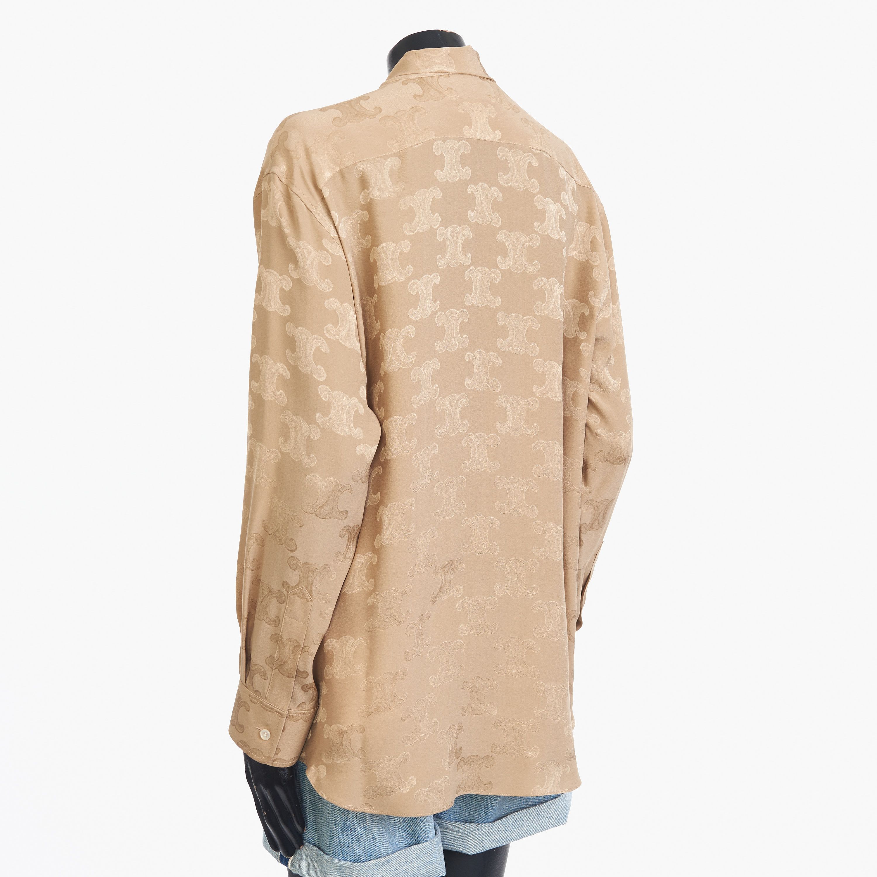 Celine Triompe Lavallière Shirt In Mordore Shiny Matte Silk Size L / US 10 / IT 46 - 4 Thumbnail