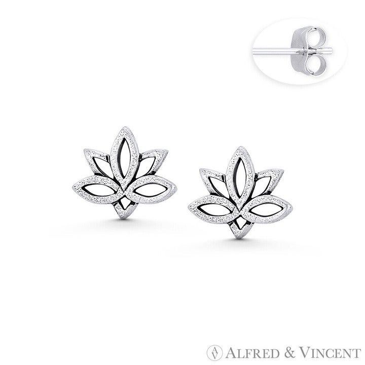 Other Lotus Flower Charm Stud Earrings in .925 Sterling Silver Size ONE SIZE - 1 Preview