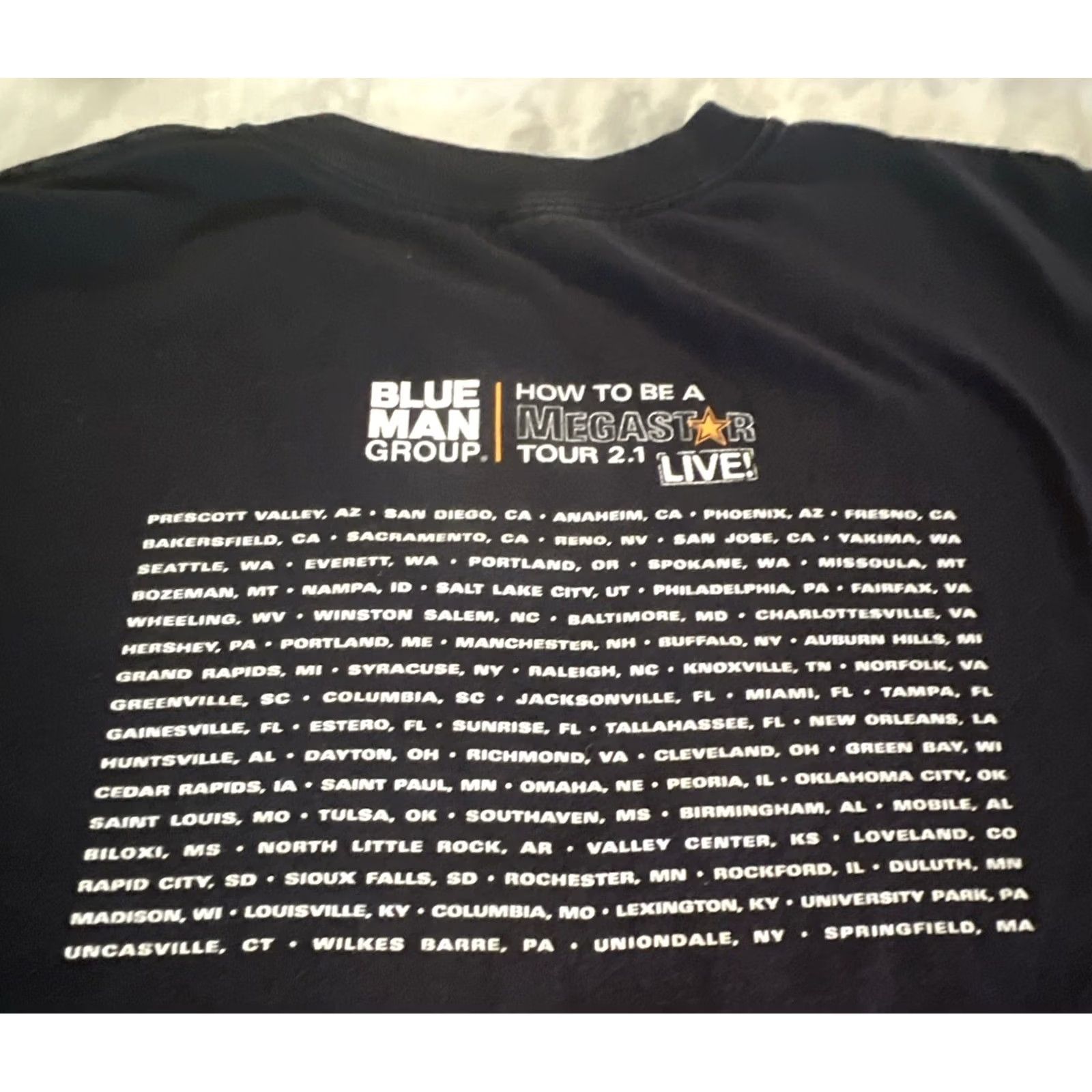 Anvil Blue Man Group Tour Tshirt XL How To Be A Megastar 2.1 Live! Double Sided Anvil Black Mens Music Size US XL / EU 56 / 4 - 4 Thumbnail