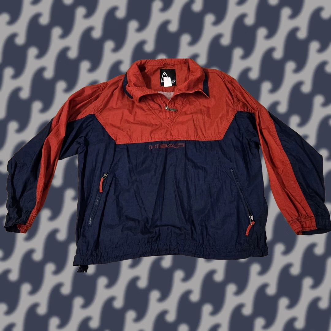 Vintage VINTAGE Head Pullover Jacket Mens Large Red Navy Nylon Windbreaker 90s Retro Size US L / EU 52-54 / 3 - 1 Thumbnail