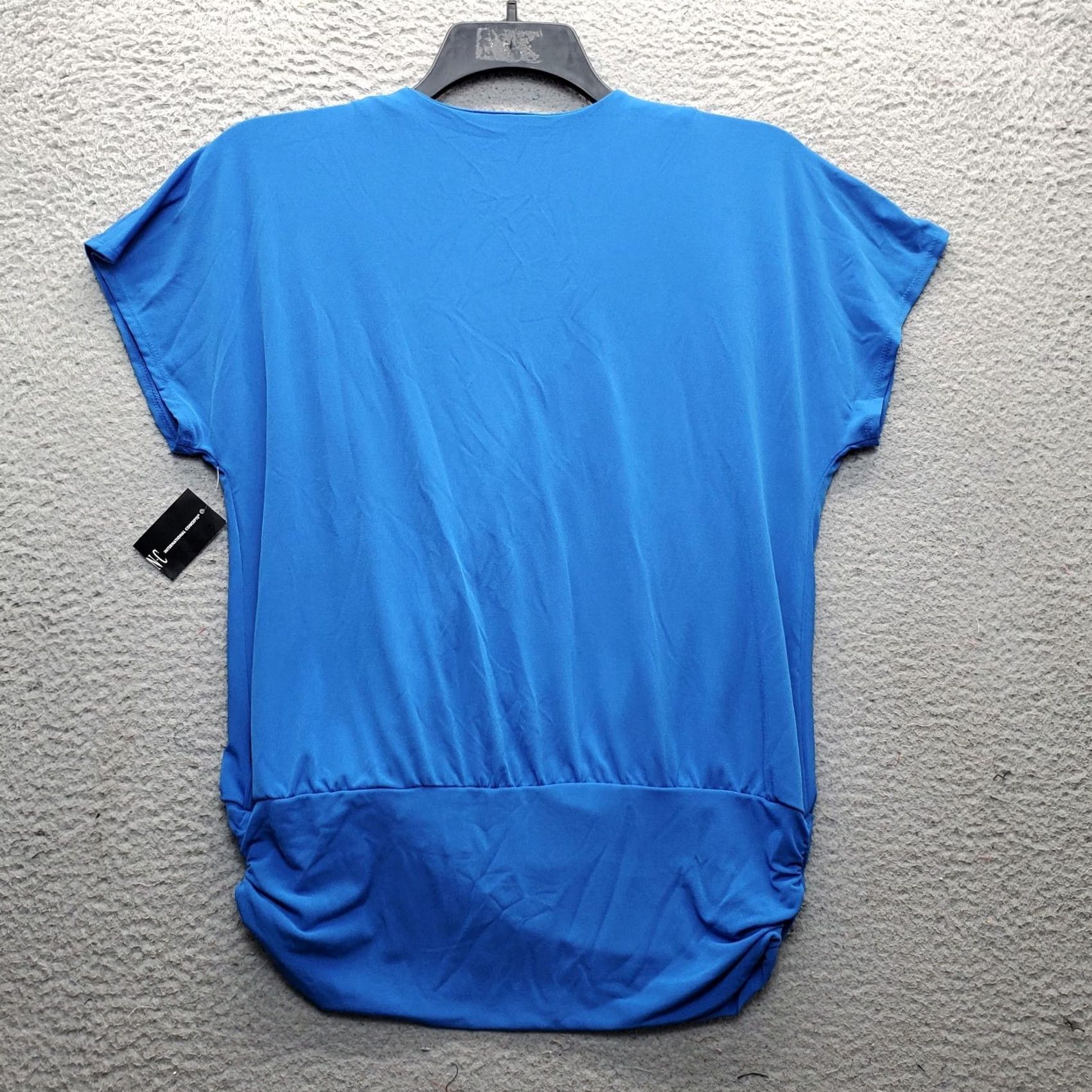 Vintage INC International Concepts Blouse Womens L Blue Knot-Hem Faux-Wrap Shirt 100160041 Size L / US 10 / IT 46 - 2 Thumbnail