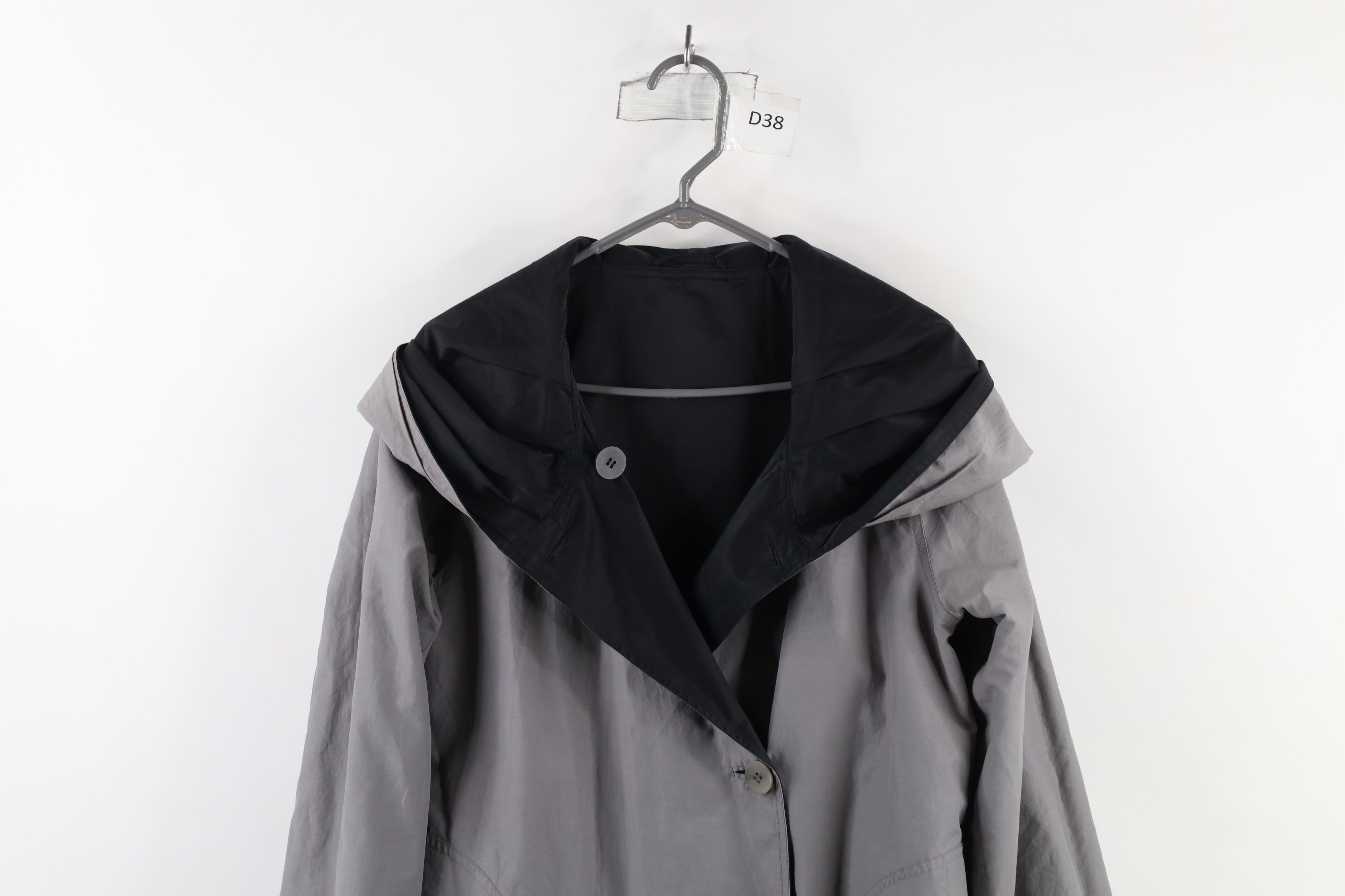Eileen Fisher × Vintage Eileen Fisher Reversible Button Hooded Jacket Black Gray Size S / US 4 / IT 40 - 13 Thumbnail