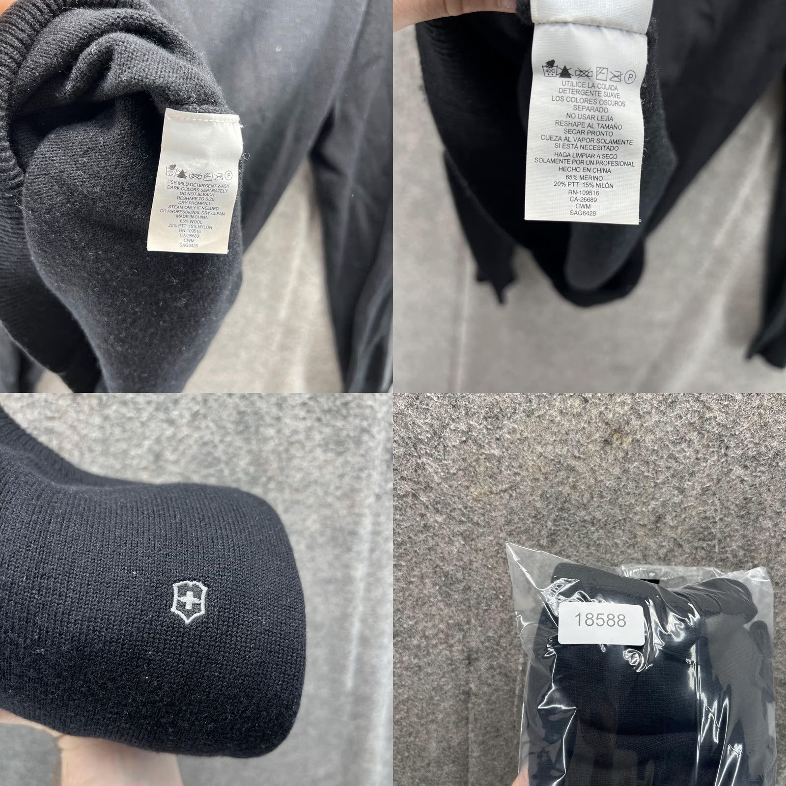 Victorinox Victorinox Sweater Men M Black Wool Pullover Crew Neck Logo Vintage No Size US M / EU 48-50 / 2 - 8 Thumbnail