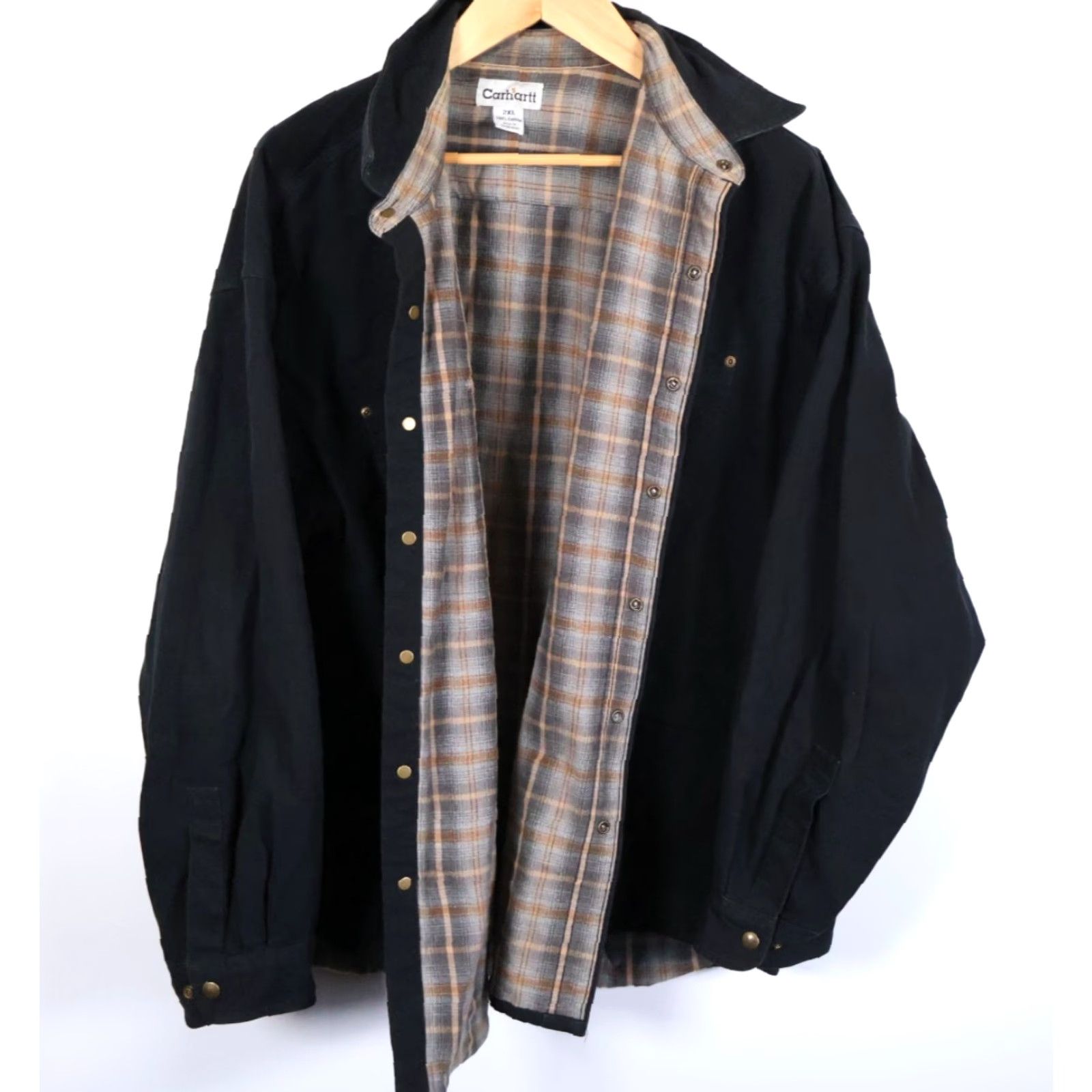Carhartt Carhartt Jacket 2XL Black Canvas Flannel Lined Bomber Shirt Coat Workwear Mens S96BLK Size US XXL / EU 58 / 5 - 2 Thumbnail