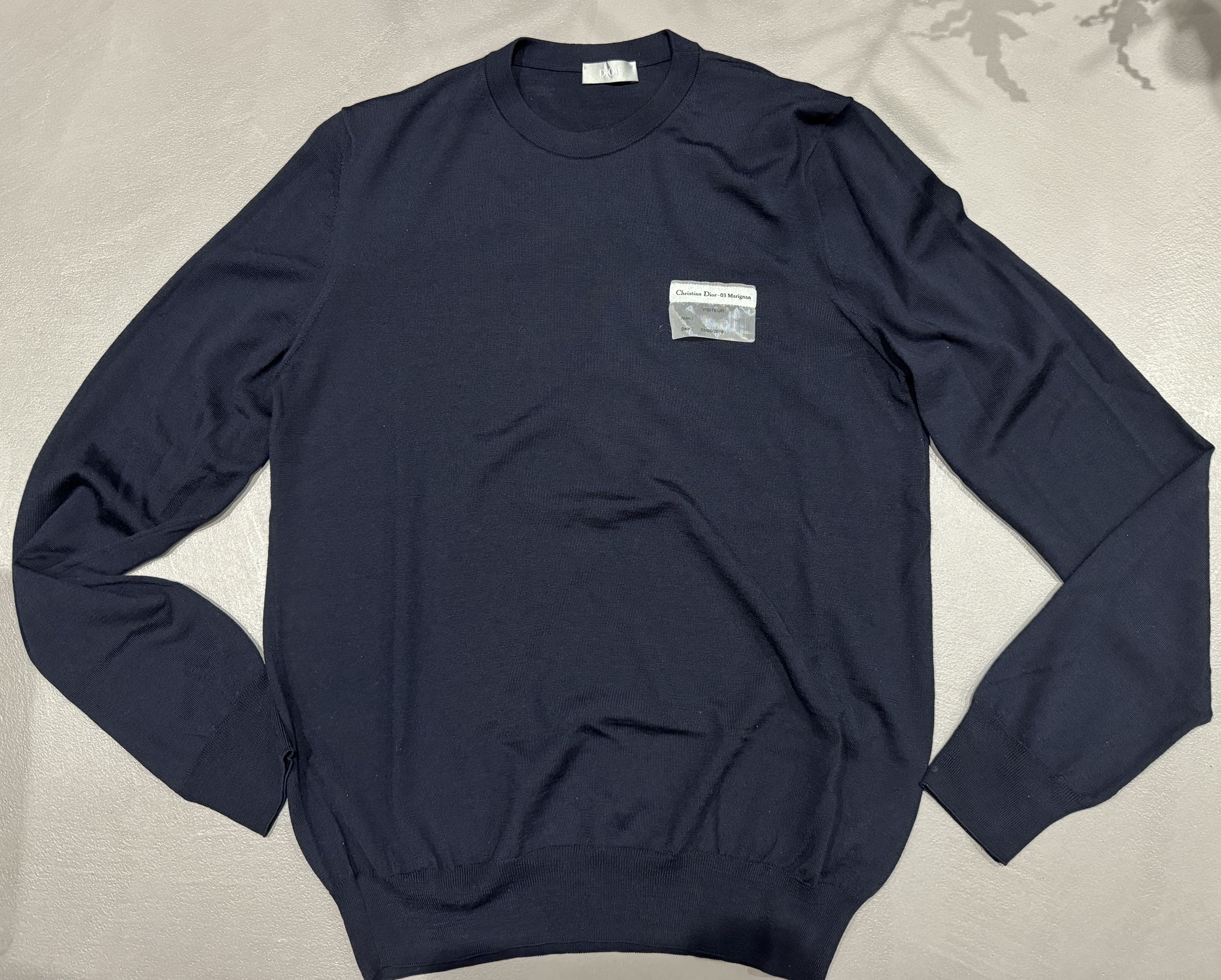 image of Dior Homme Wool Knit Sweater, Navy, Men's (Size Small)