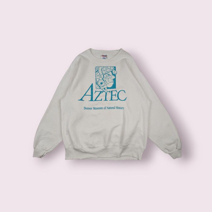 Hanes Vintage 90's AZTEC Warrior Tribe Denver Museum Sweatshirt Size US L / EU 52-54 / 3 - 1 Thumbnail