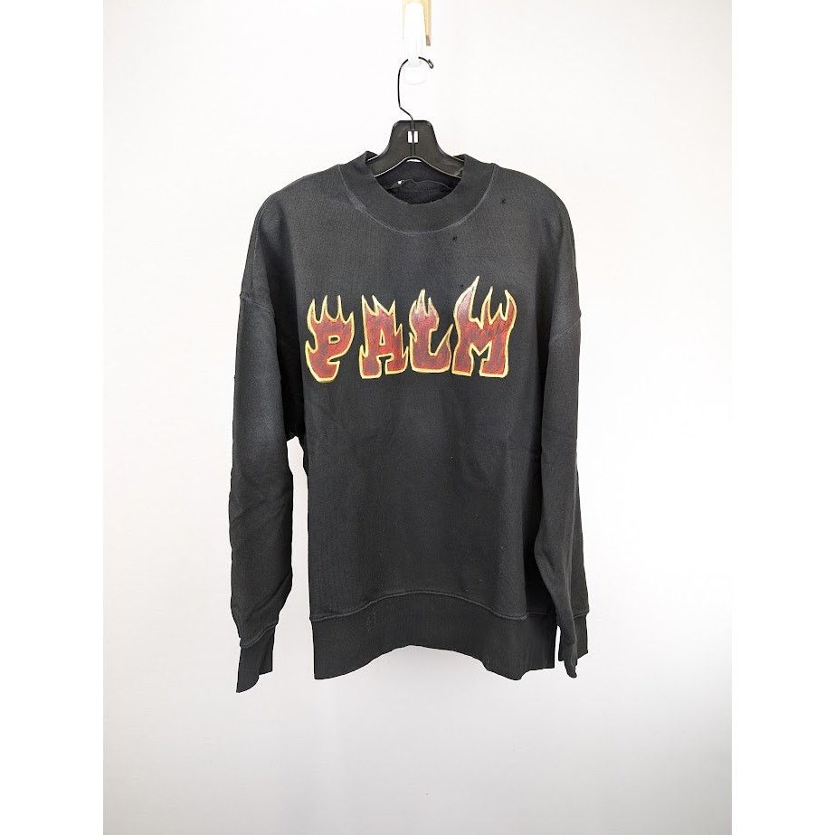 Palm Angels o1rshd1 Logo Flames Vint Crewneck Sweater in Black/Red Size US L / EU 52-54 / 3 - 1 Thumbnail