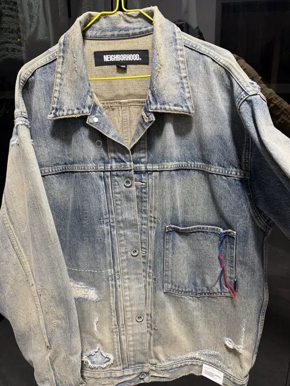 Neighborhood Neighborhood Collar Button Distressed Long Sleeve Denim Ja Size US XL / EU 56 / 4 - 3 Thumbnail