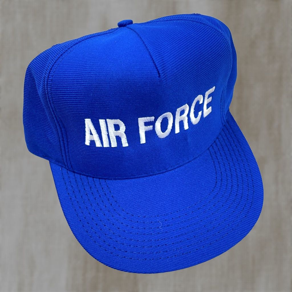 Vintage VINTAGE Eagle Crest Hat Cap Snapback Made In USA Military Veteran 90s USAF BL9 Mens One Size Blue Cotton Polyester Knit Size ONE SIZE - 1 Thumbnail