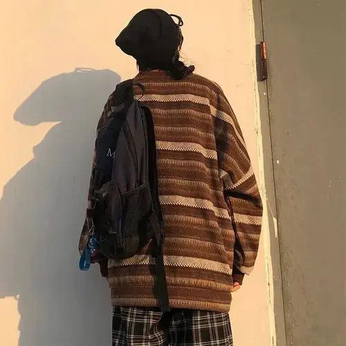 Japanese Brand Striped Oversize Pullovers Size ONE SIZE - 2 Thumbnail