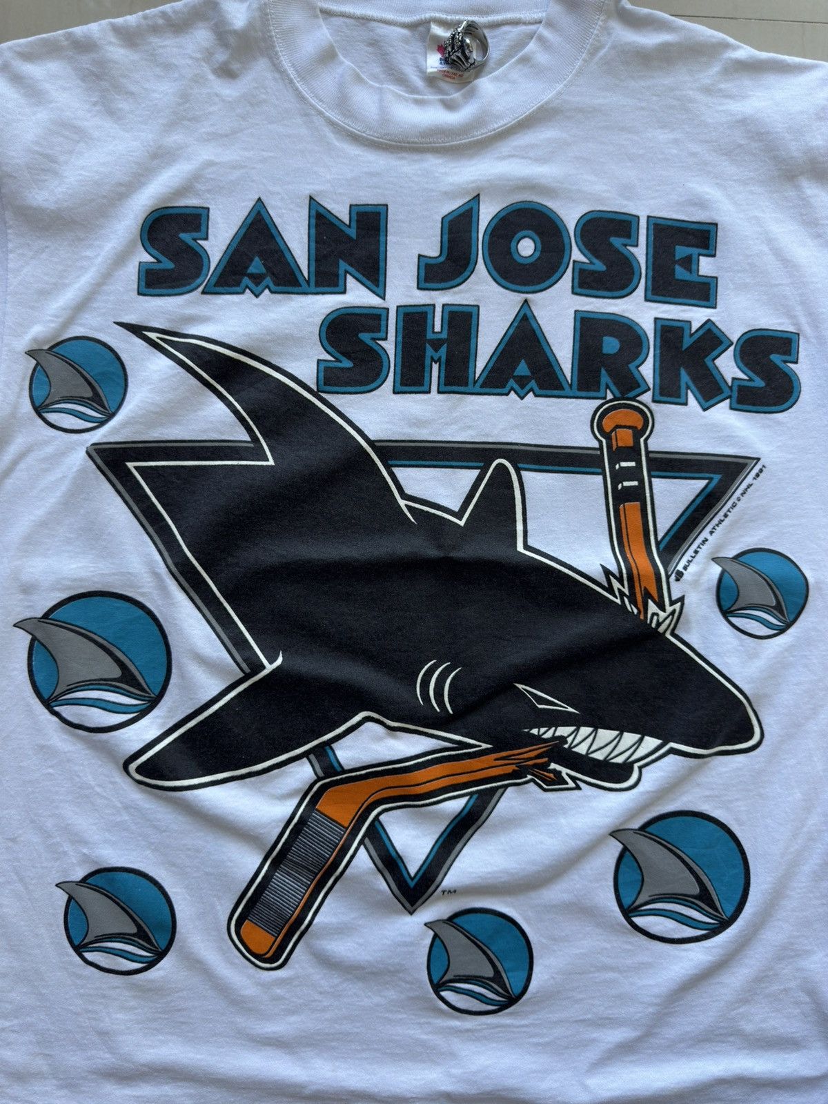 NHL 1991 San Jose Sharks 90s Ice Hockey Bulletin Athletic Shirt Size US XL / EU 56 / 4 - 6 Thumbnail