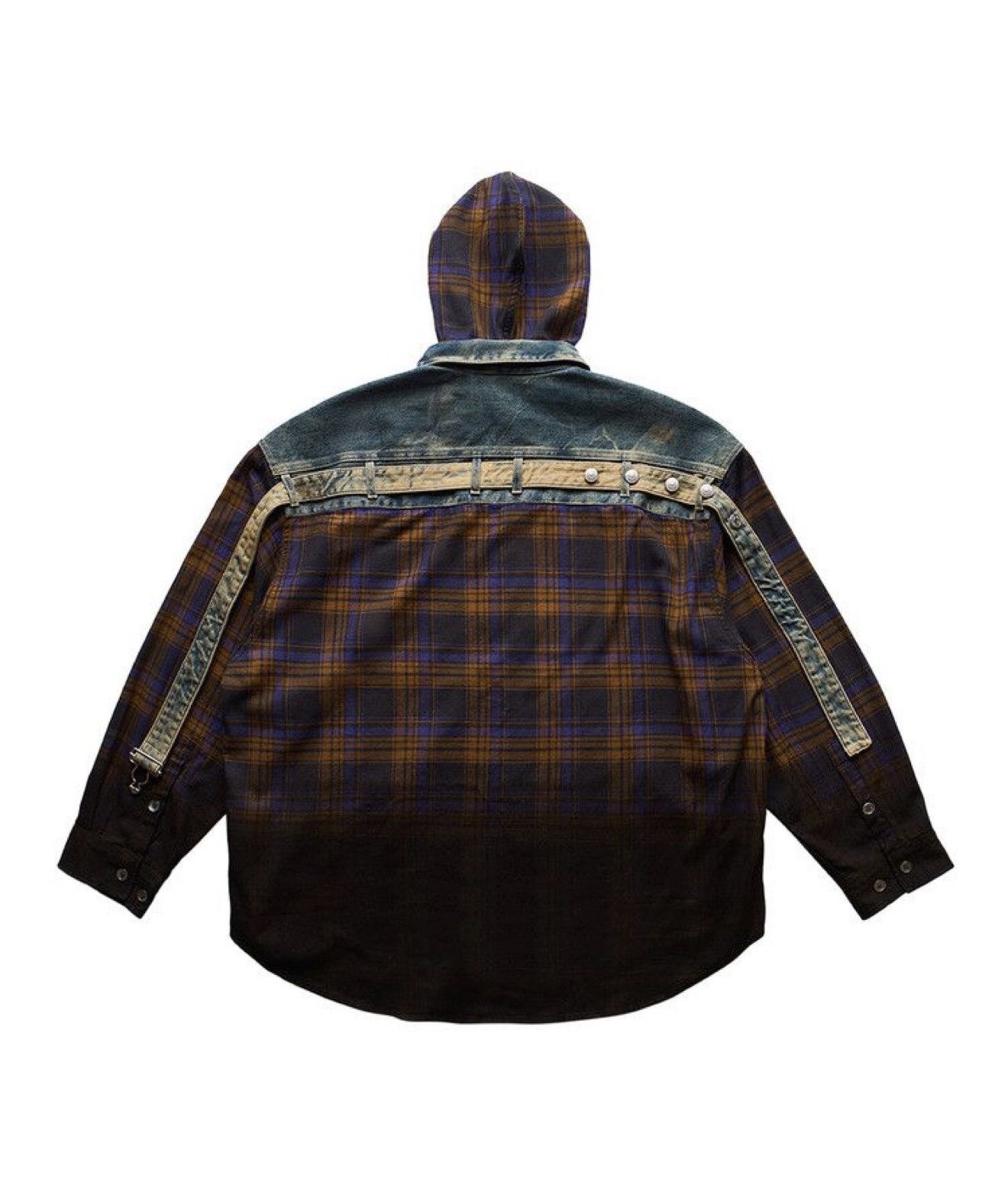 Acne Studios Acne Studios Hooded plaid button up layered denim jacket Size US L / EU 52-54 / 3 - 2 Thumbnail
