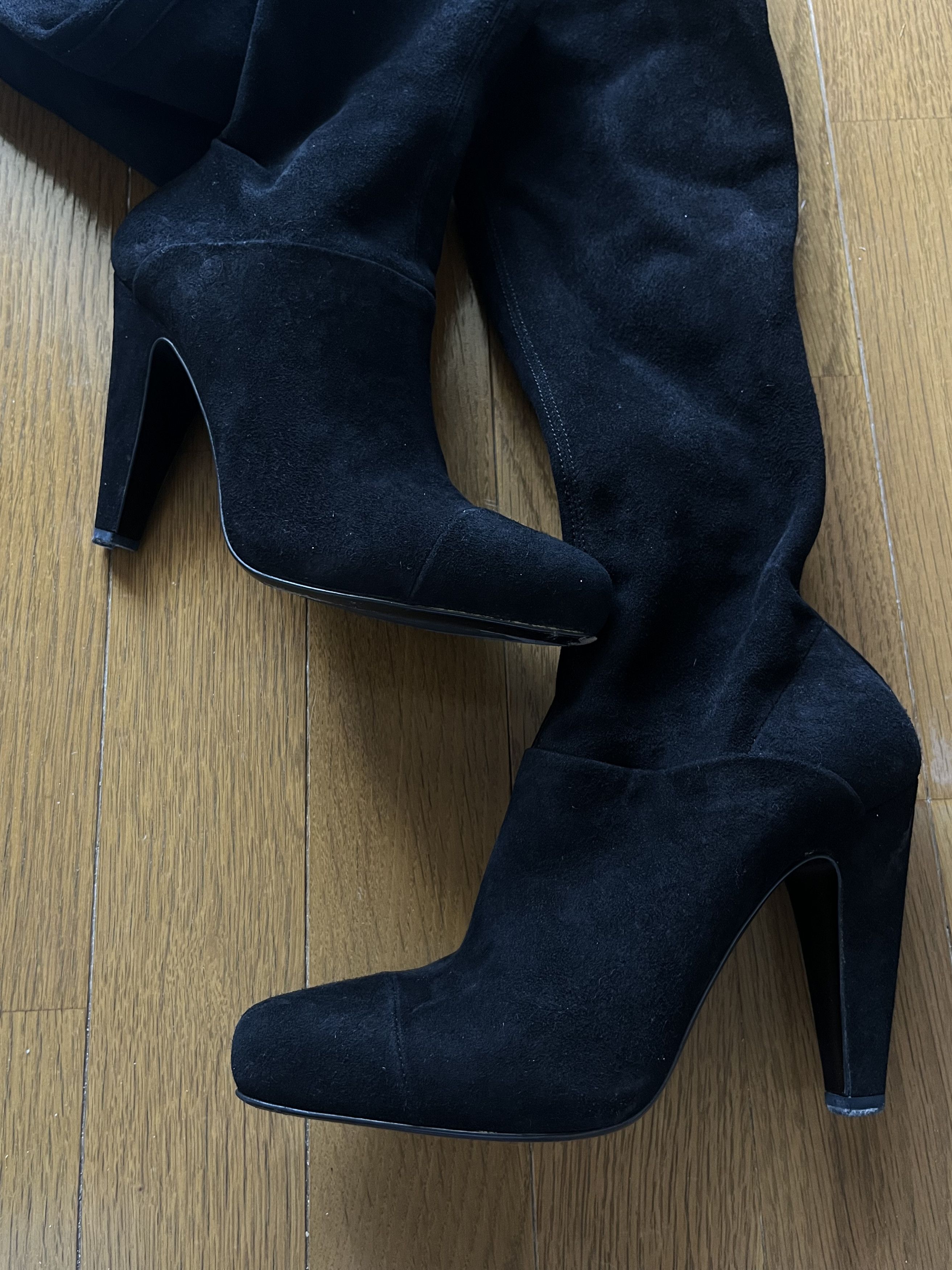 Prada black thigh high boots