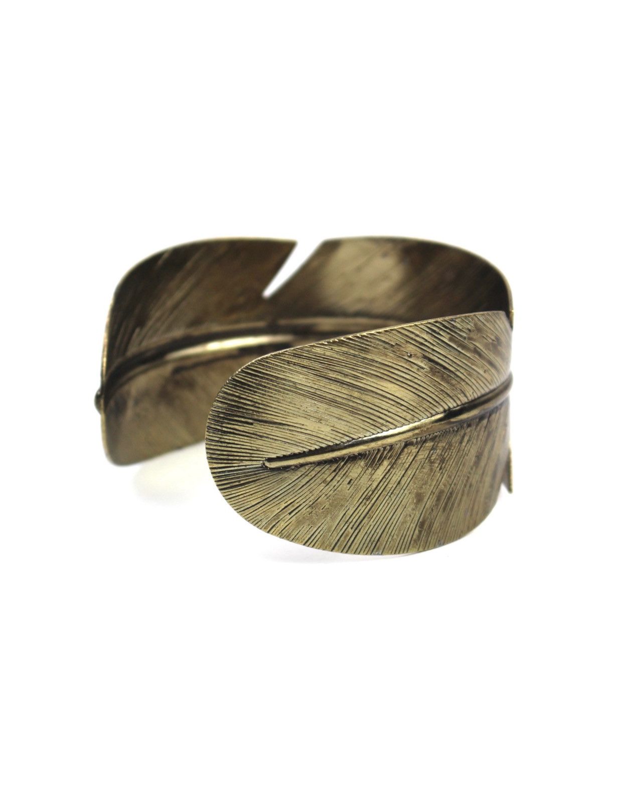 Vintage 2000S JAPANESE MADE BRASS FEATHER CUFF BRACELET Size ONE SIZE - 3 Thumbnail