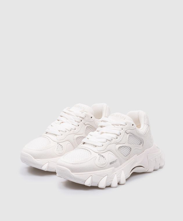 Balmain o1s1wg110925 By B East Logo Embroidery Sneakers in White Size US 5 / IT 35 - 2 Thumbnail