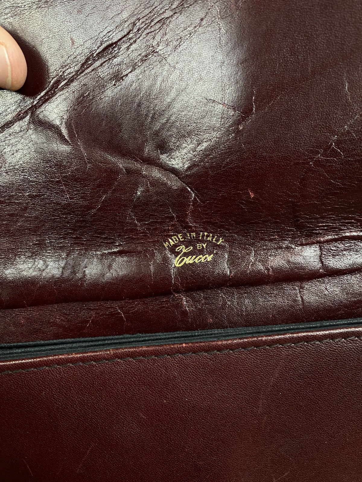 Gucci 🇮🇹 Vintage 1980 Gucci Leather Bag Rare Retro Hype Y2K Size ONE SIZE - 7 Thumbnail
