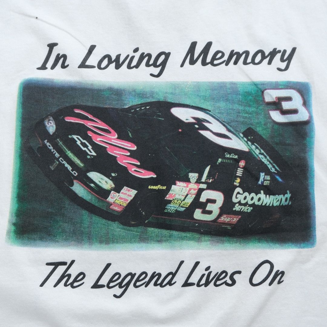 NASCAR 2001 In Loving Memory Dale Earn Hardt 1951 - 2001 White Tee Size US XL / EU 56 / 4 - 7 Thumbnail