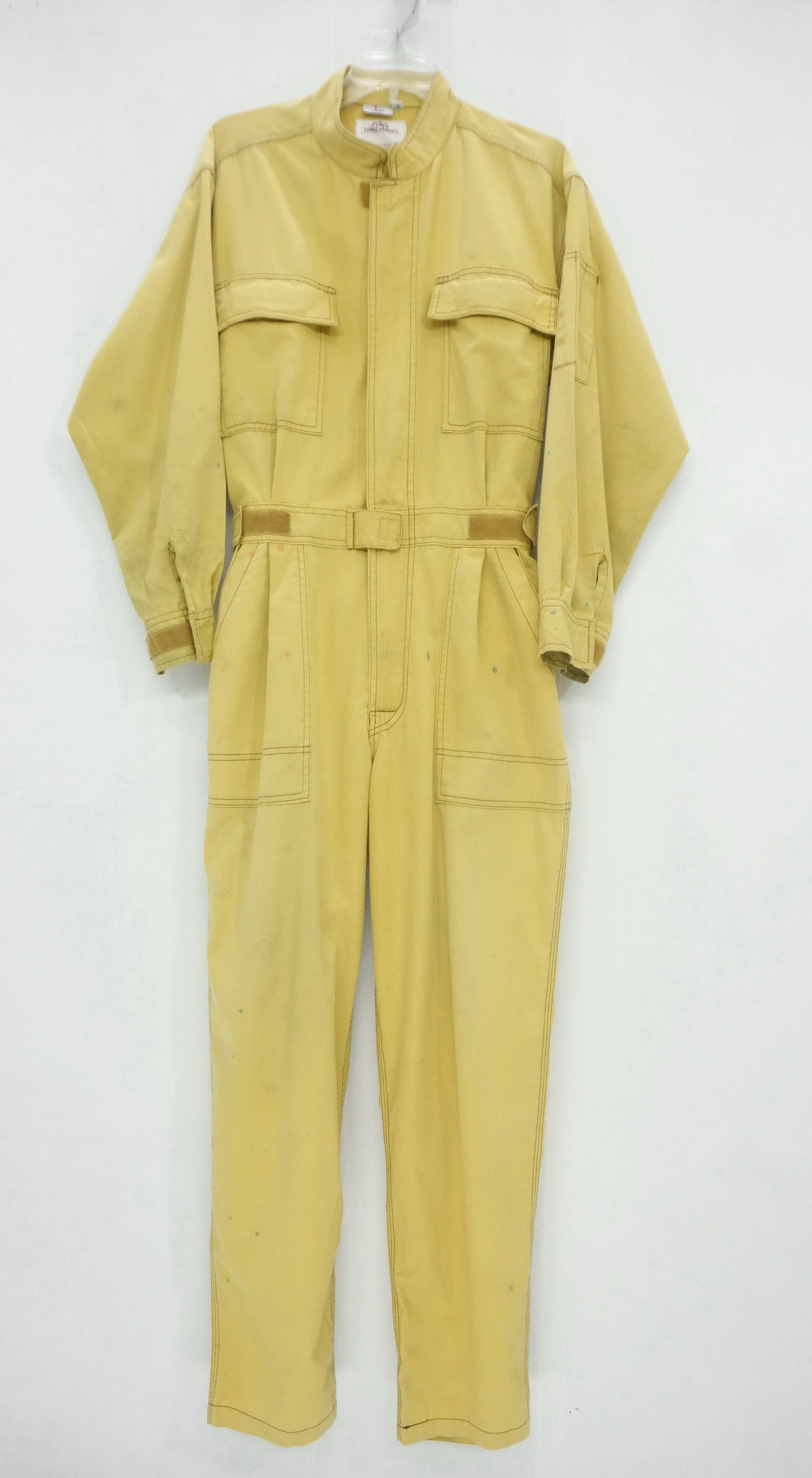 Japanese Brand Vintage TOYOTA Faded Pale Yellow Coverall Size US 31 - 2 Thumbnail