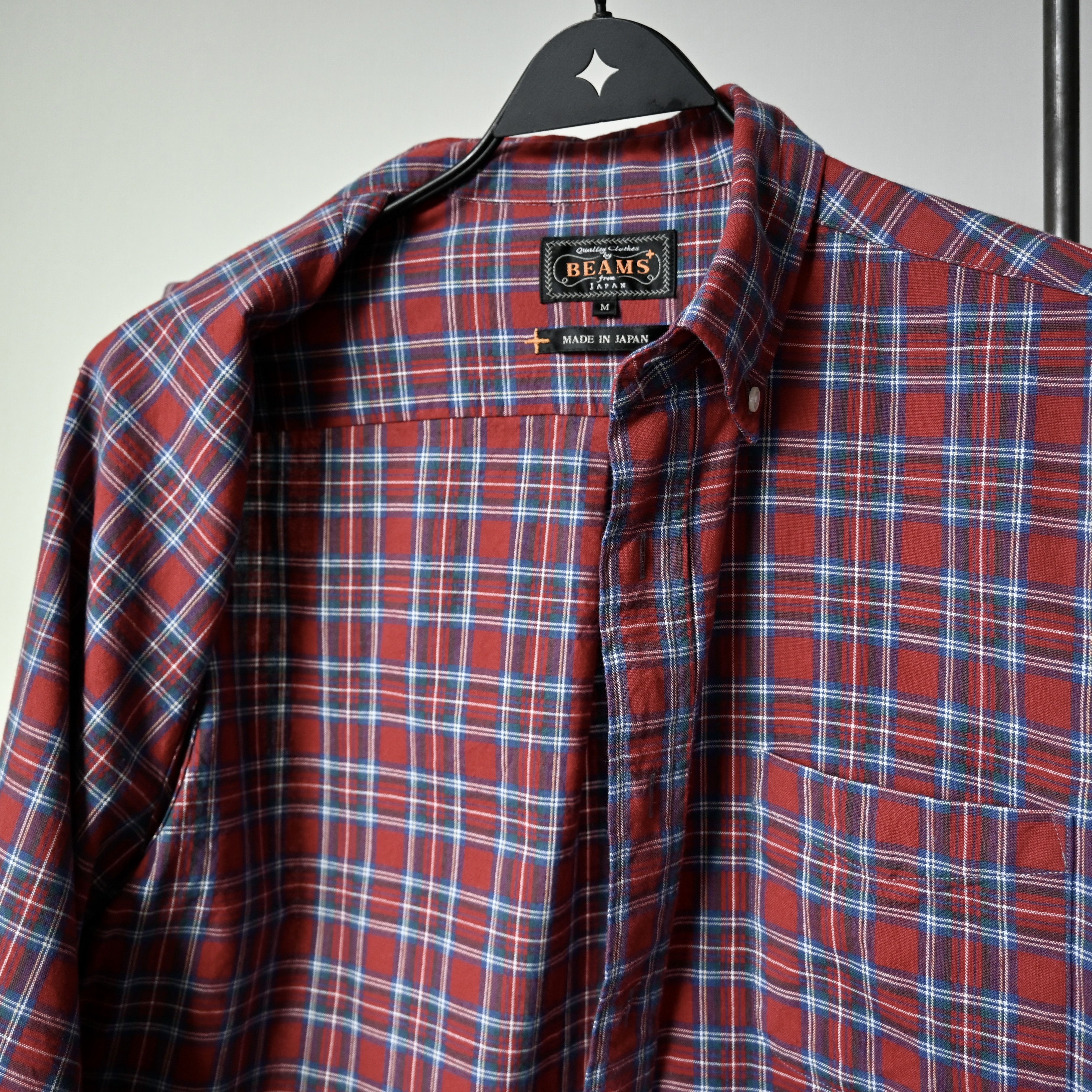 Beams Plus BEAMS Plus red tartan Oxford BD shirt, made in Japan Size US M / EU 48-50 / 2 - 11 Thumbnail