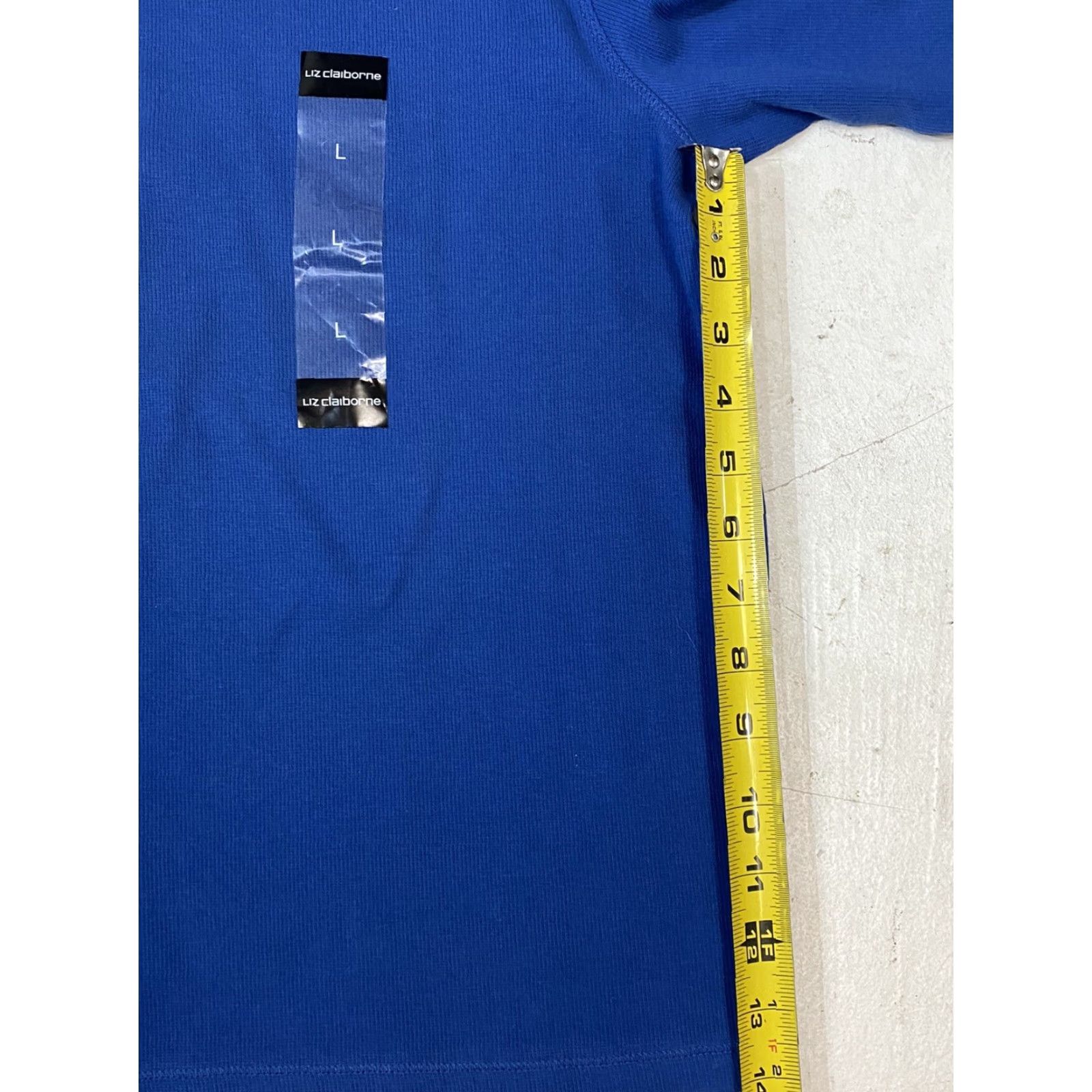 Liz Claiborne Liz Claiborne Womens Blue Long Sleeve Mock Neck Stretch size Large Blouse Size L / US 10 / IT 46 - 4 Thumbnail