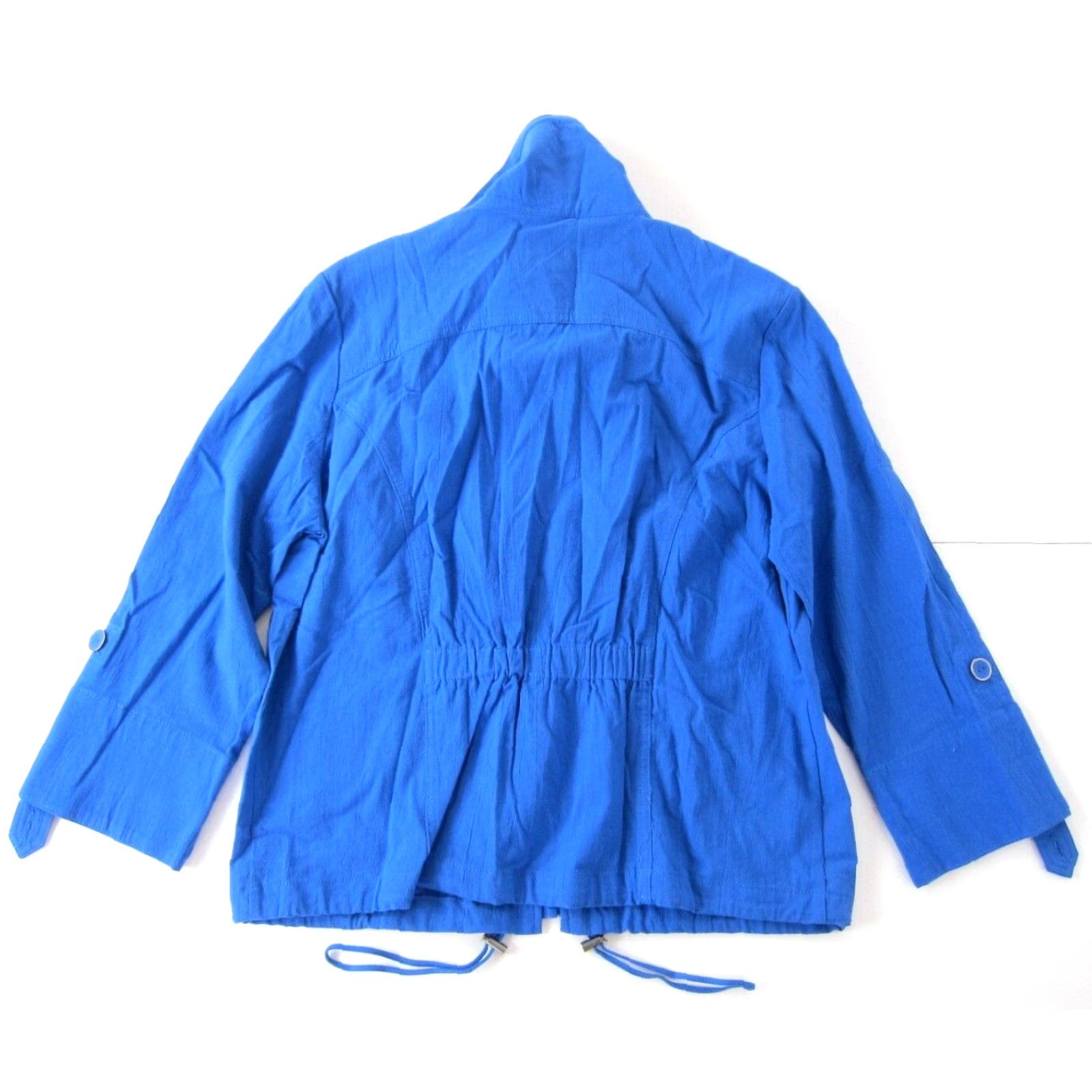 Vintage Draper's & Damon's Blue Cotton Zip Mock Neck Windbreaker Jacket PM Womens Jacket Windbreaker Pockets 100% Cotton Mid-Length Dark Blue Size M / US 6-8 / IT 42-44 - 2 Thumbnail