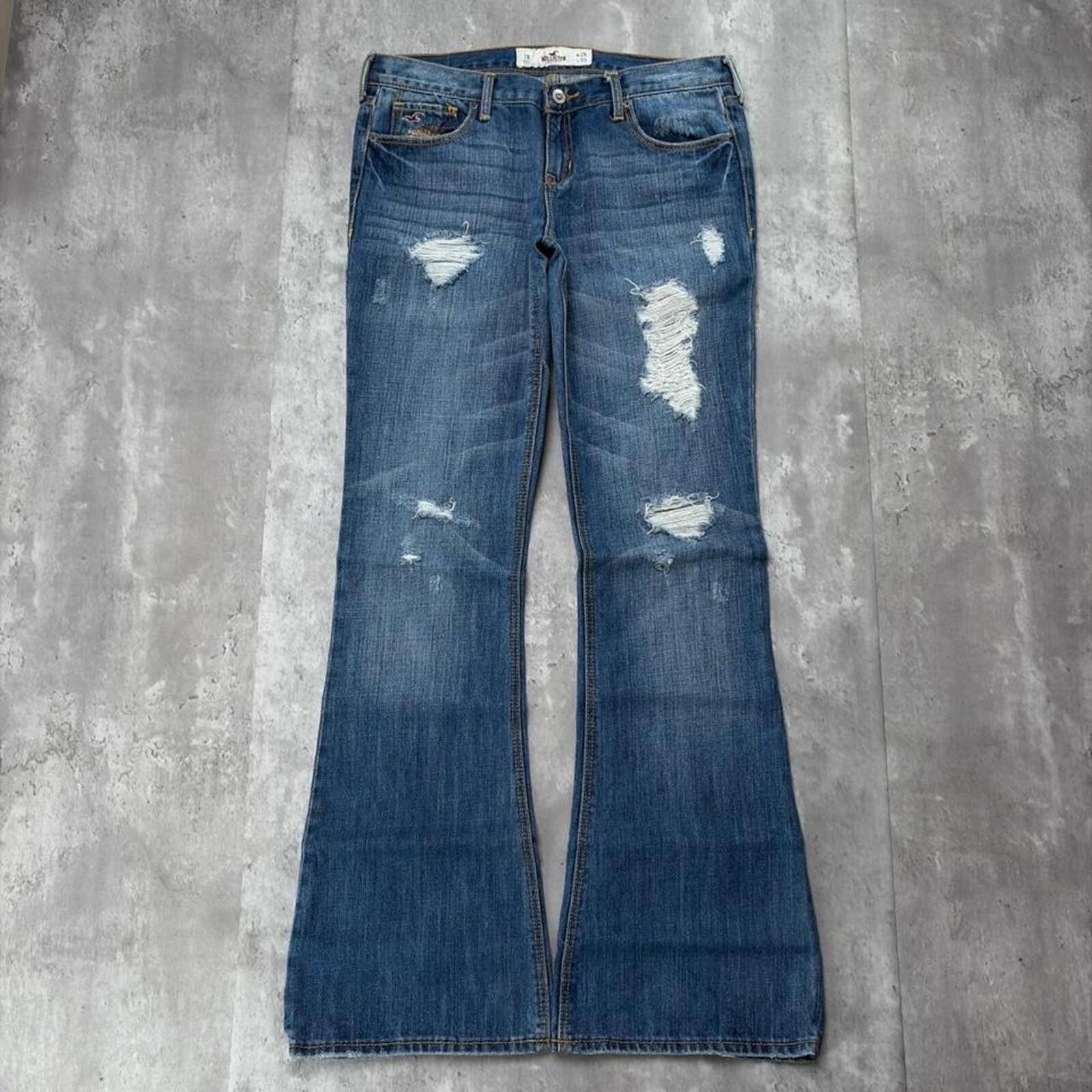 Other Y2K Blue Hollister Surf Grunge Flared Denim Jeans Size 30" / US 8 / IT 44 - 2 Thumbnail