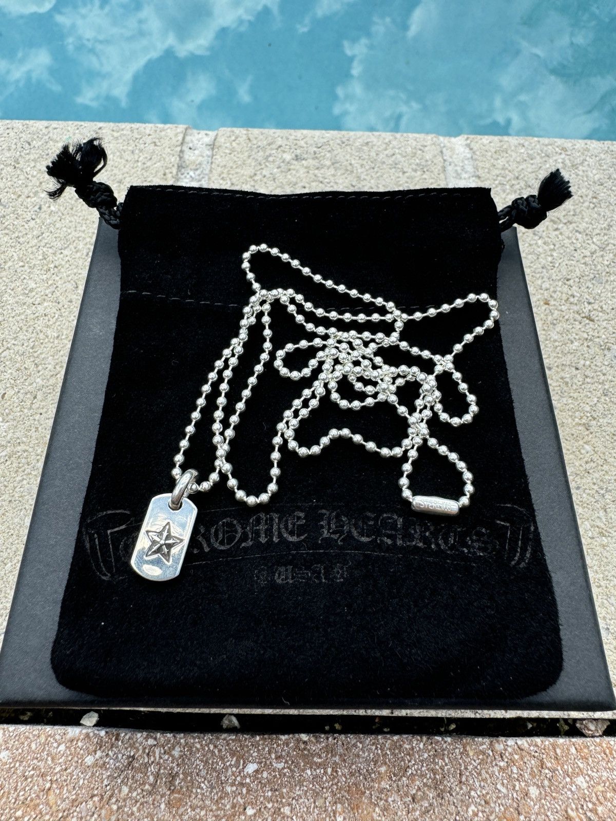 Chrome Hearts Star Dog Tag WITH 30 Inch CH Ball Chain New