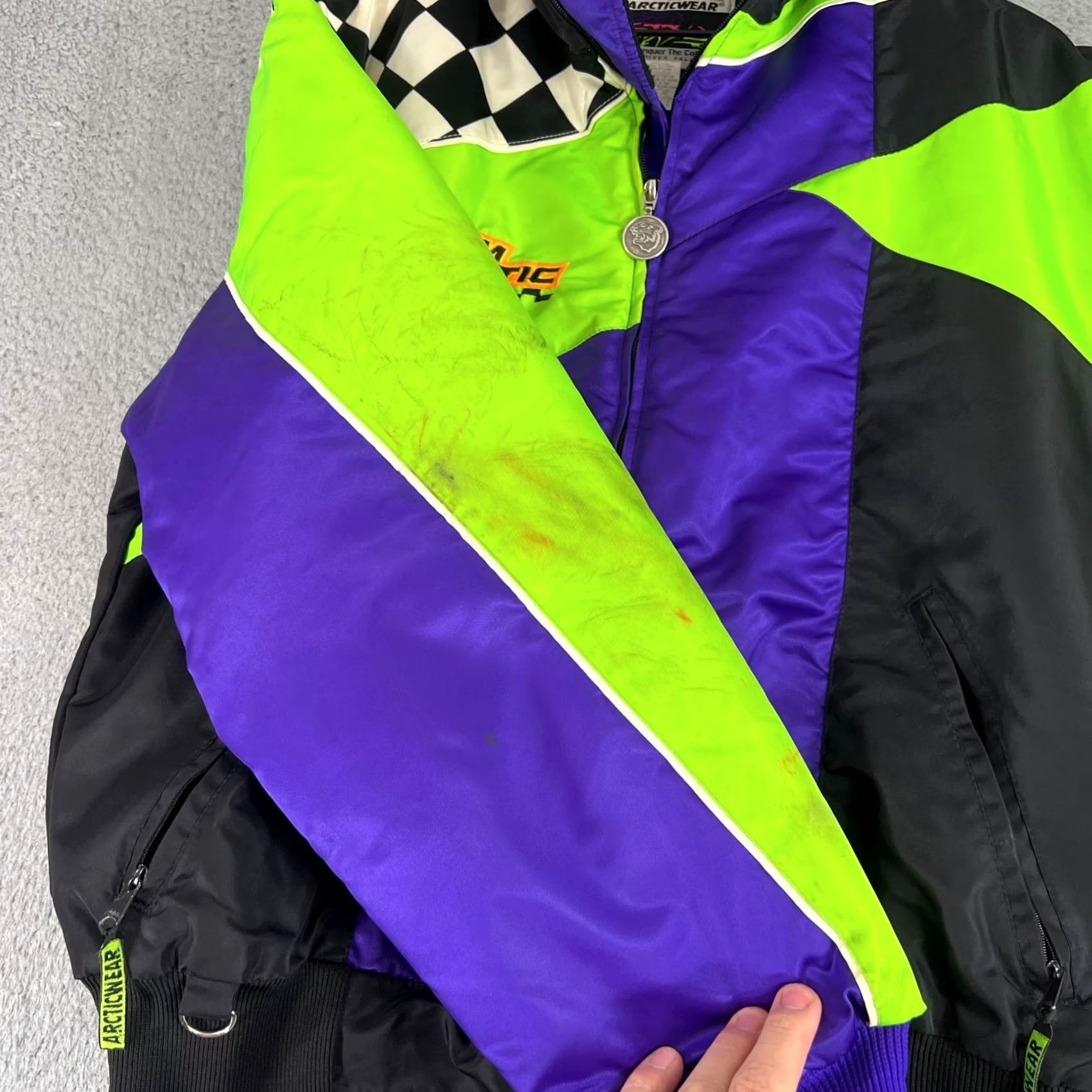 Vintage 90s ArcticCat ArcticWear Snowmobile Bomber Jacket Women’s LT Black Size L Regular Sweat/Preowned Size L / US 10 / IT 46 - 4 Thumbnail