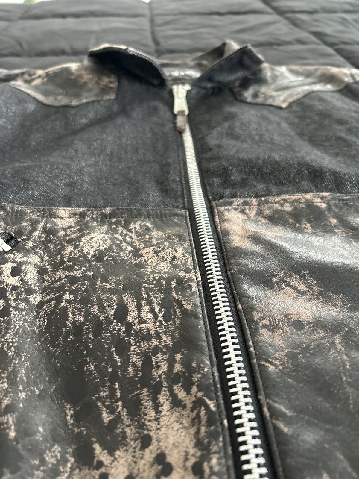 Vintage H & D distressed leather black denim Bomber Size US M / EU 48-50 / 2 - 7 Thumbnail