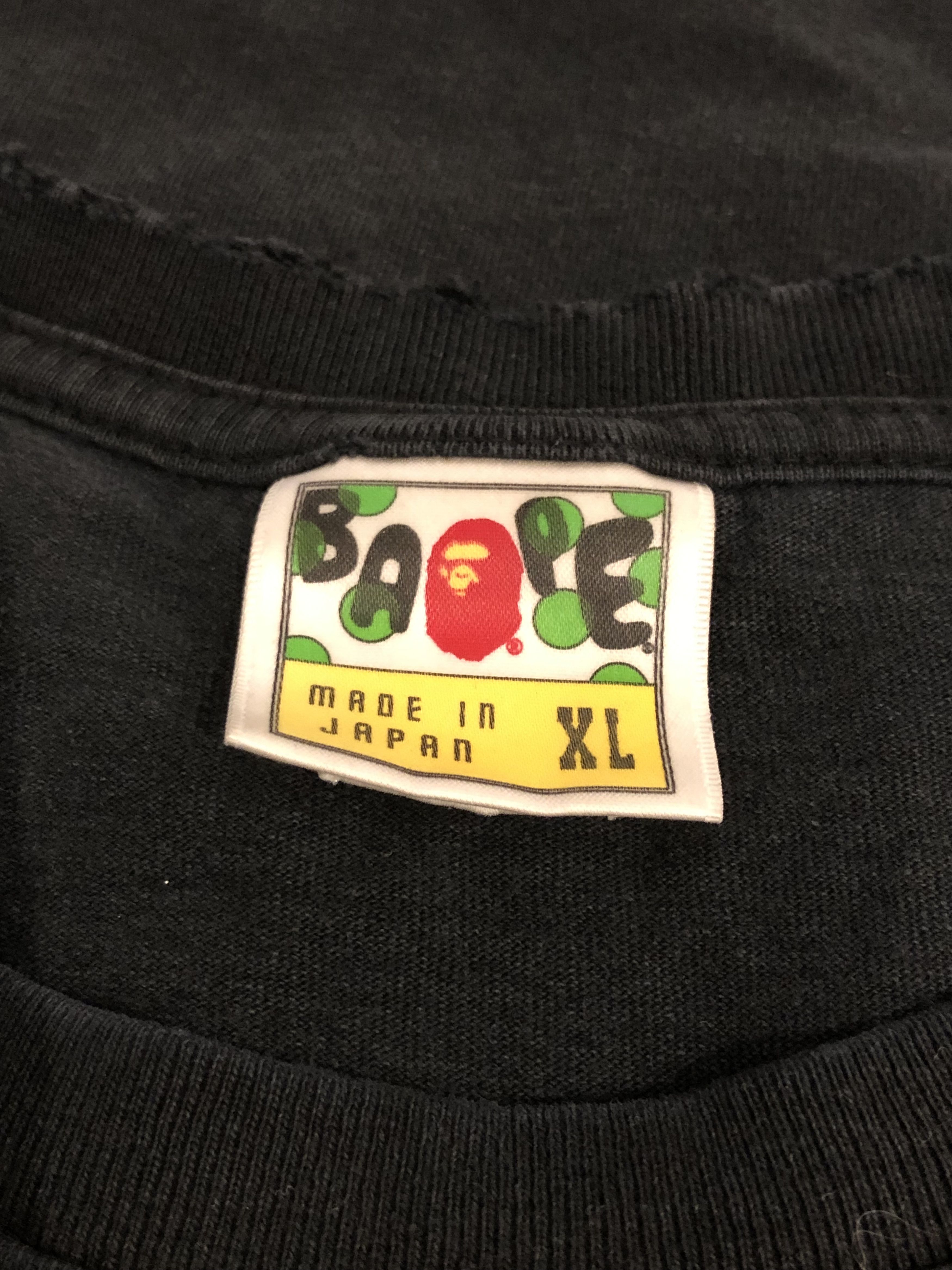 Bape × Hypebeast × Vintage Vintage Worn Bape Black Camo Big Logo Tee Size US XL / EU 56 / 4 - 7 Thumbnail